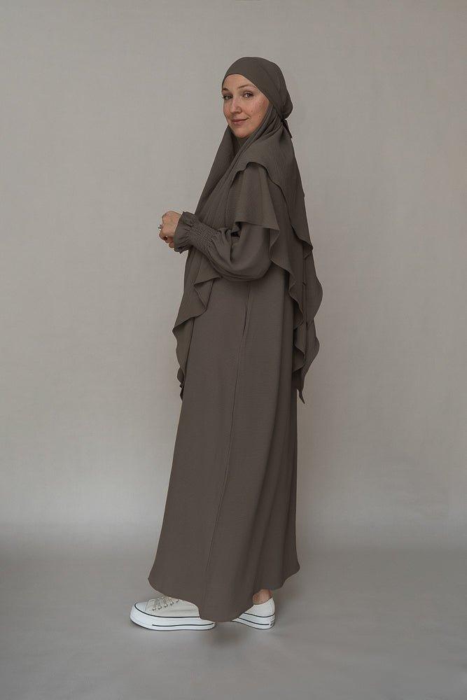 Dark Gray Umrah Abaya Dress - Non-Wrinkling Prayer Gown for Women | Perfect for Hajj, Islamic Prayer & Modest Fashion
