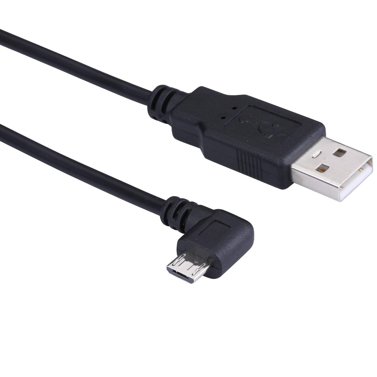 5M USB 2.0 A to Micro B Charging Cable - 90 Degree Left Angle Power Cord with 5pc Wire Clips - Compatible with Garmin Dash Cam 55 Mini 2, Vehicle GPS, Backup Cameras, CCTV & Camcorders - Perfect for Car Dashboard Installation & Home Security Systems