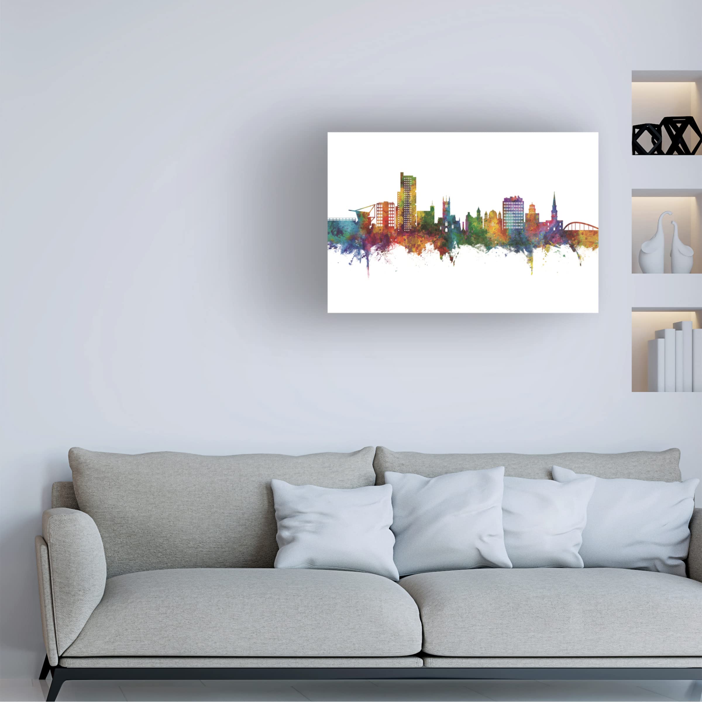 Michael Tompsett 'Wolverhampton England Skyline' Canvas Art Print - Premium Wall Decor for Living Room, Bedroom & Office - Trademark Fine Art Collection