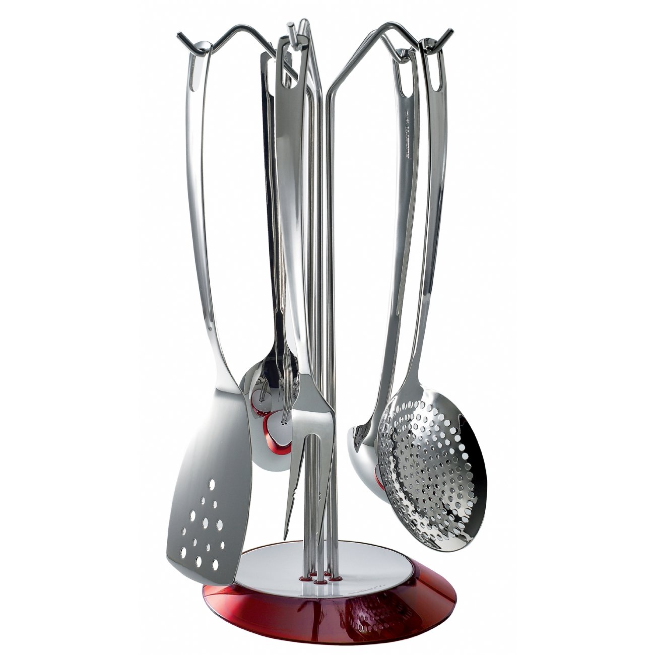 Elegant Kitchen Utensil Holder Set with Stand - 41cm Height, 17cm Diameter, Vibrant Red - Perfect for Countertop Organization & Stylish Kitchen Decor