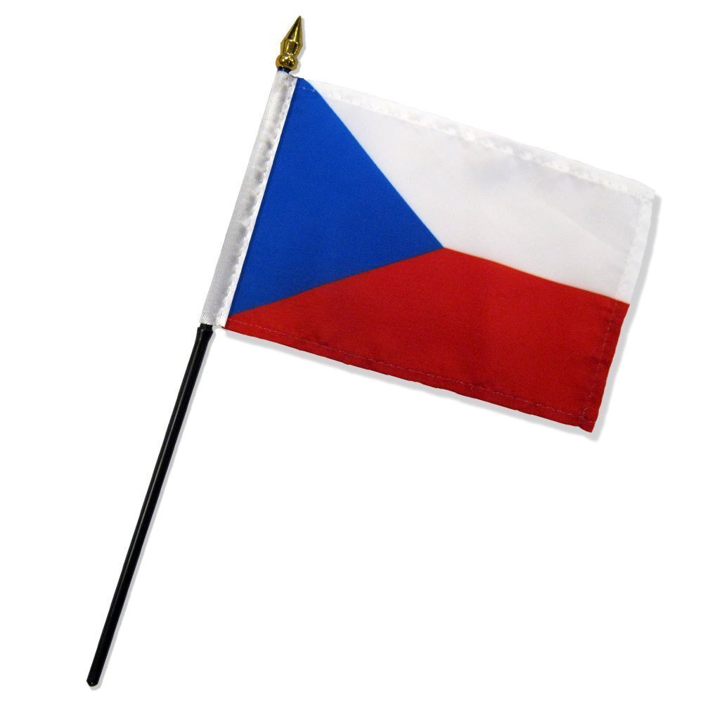 Czech Republic 4x6 Inch Mini Desk Stick Flags - Set of 12 Small Handheld Flags Without Base - Perfect for International Events, Classroom Decor, Sports Games & Patriotic Displays