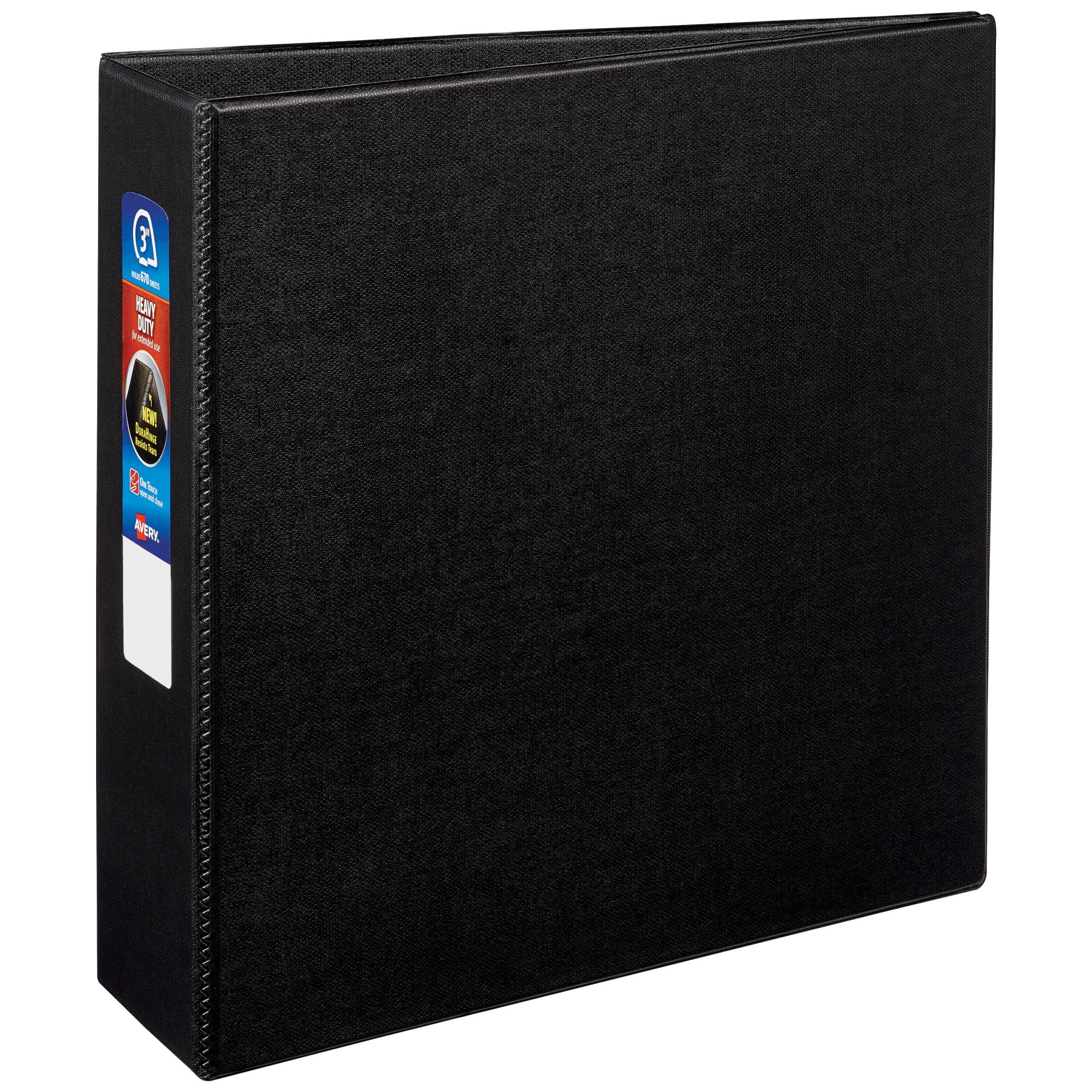 Avery Heavy-Duty 3 Inch 3-Ring Binder with One Touch EZD Rings - 3.5 Inch Spine, Durable Black Binder (79983) for Office, School, and Document Organization