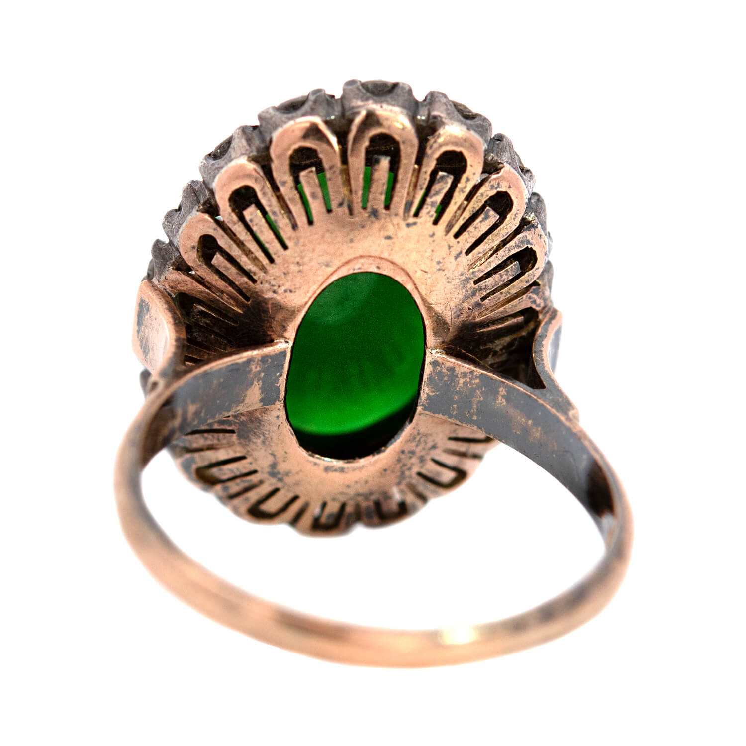 Exquisite Victorian Style 18k Gold Jade & Diamond Cocktail Ring - Elegant Statement Jewelry for Evening Parties, Weddings & Special Occasions