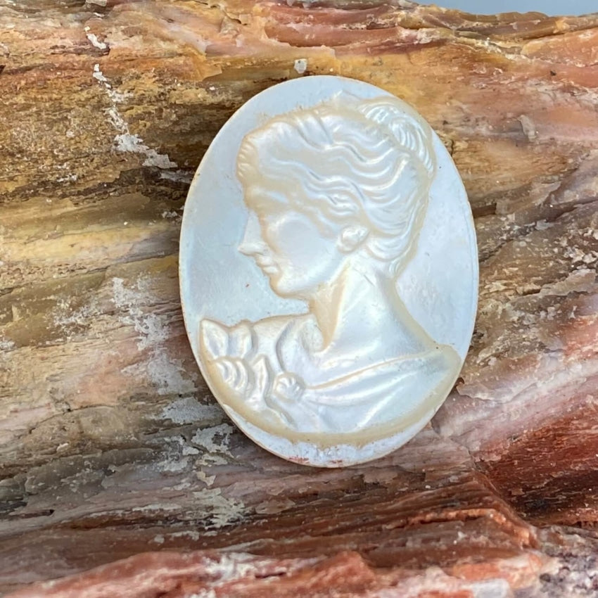 Vintage Hand-Carved Mother of Pearl Cameo Pendant - Unset Jewelry Making Supply for Necklace, Brooch & DIY Craft Projects
