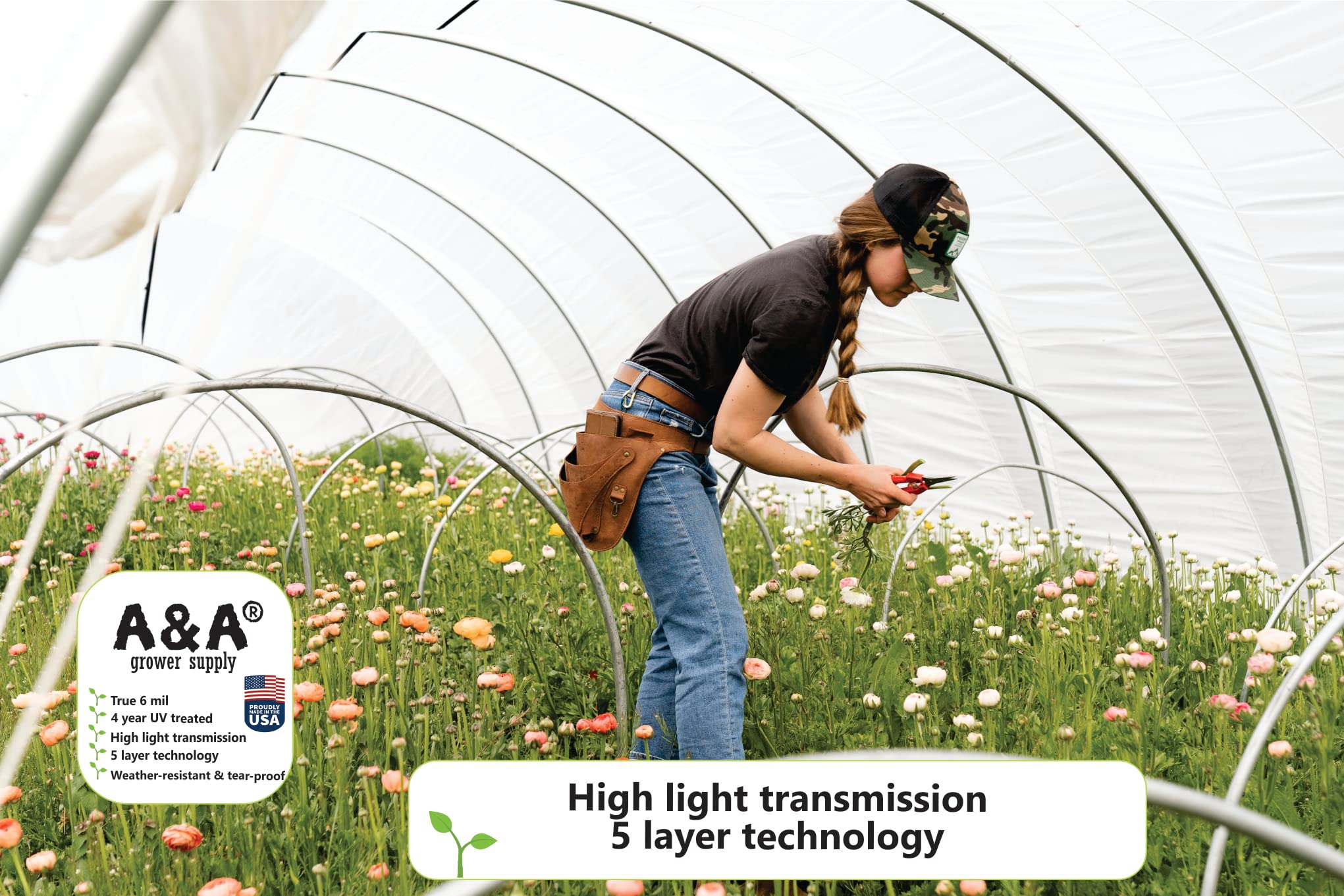 UV-Resistant 6 Mil Clear Polyethylene Greenhouse Plastic Film - 4 Year Lifespan, 25 ft x 40 ft - Ideal for Plant Protection, Gardening & Commercial Greenhouses | A&A Green Store