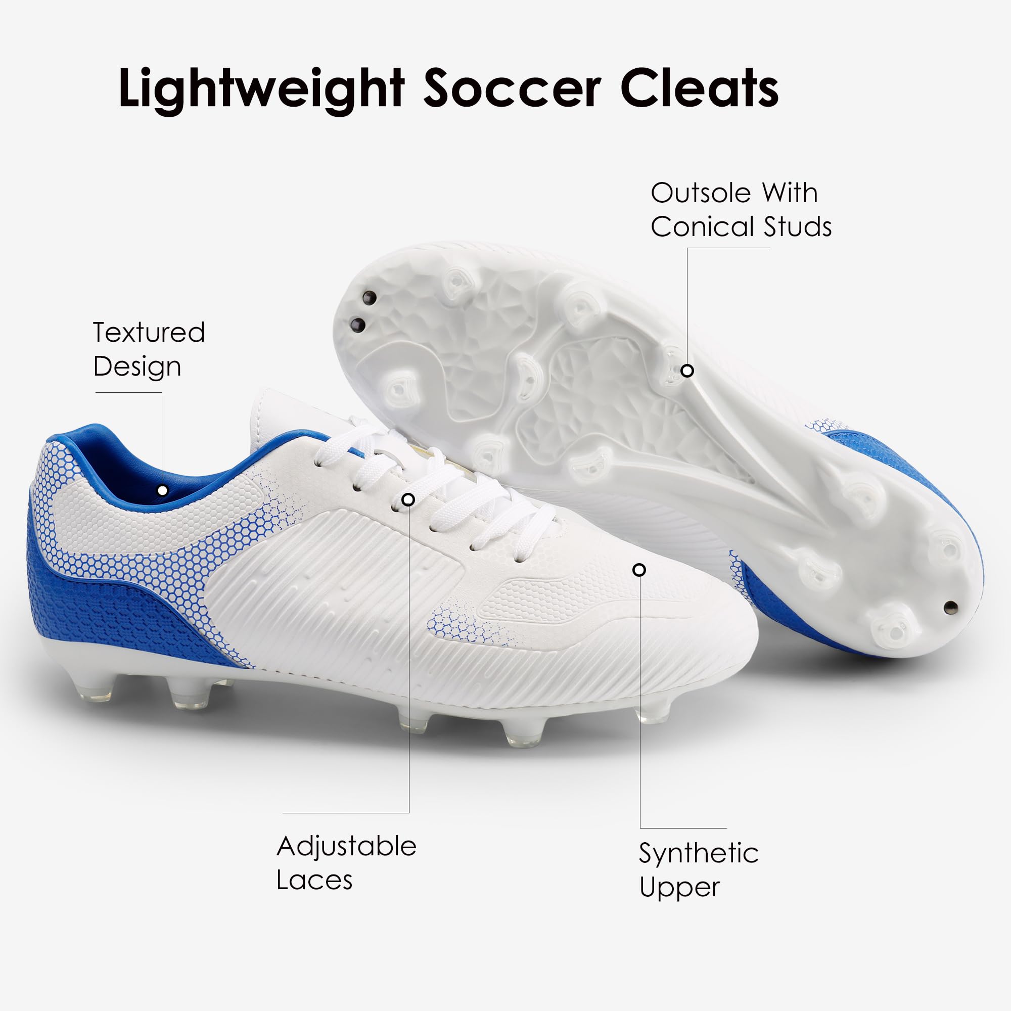 DREAM PAIRS Men's Firm Ground Soccer Cleats - Lightweight Football Shoes for Artificial Grass & Turf - Perfect for Training, Matches & Outdoor Sports