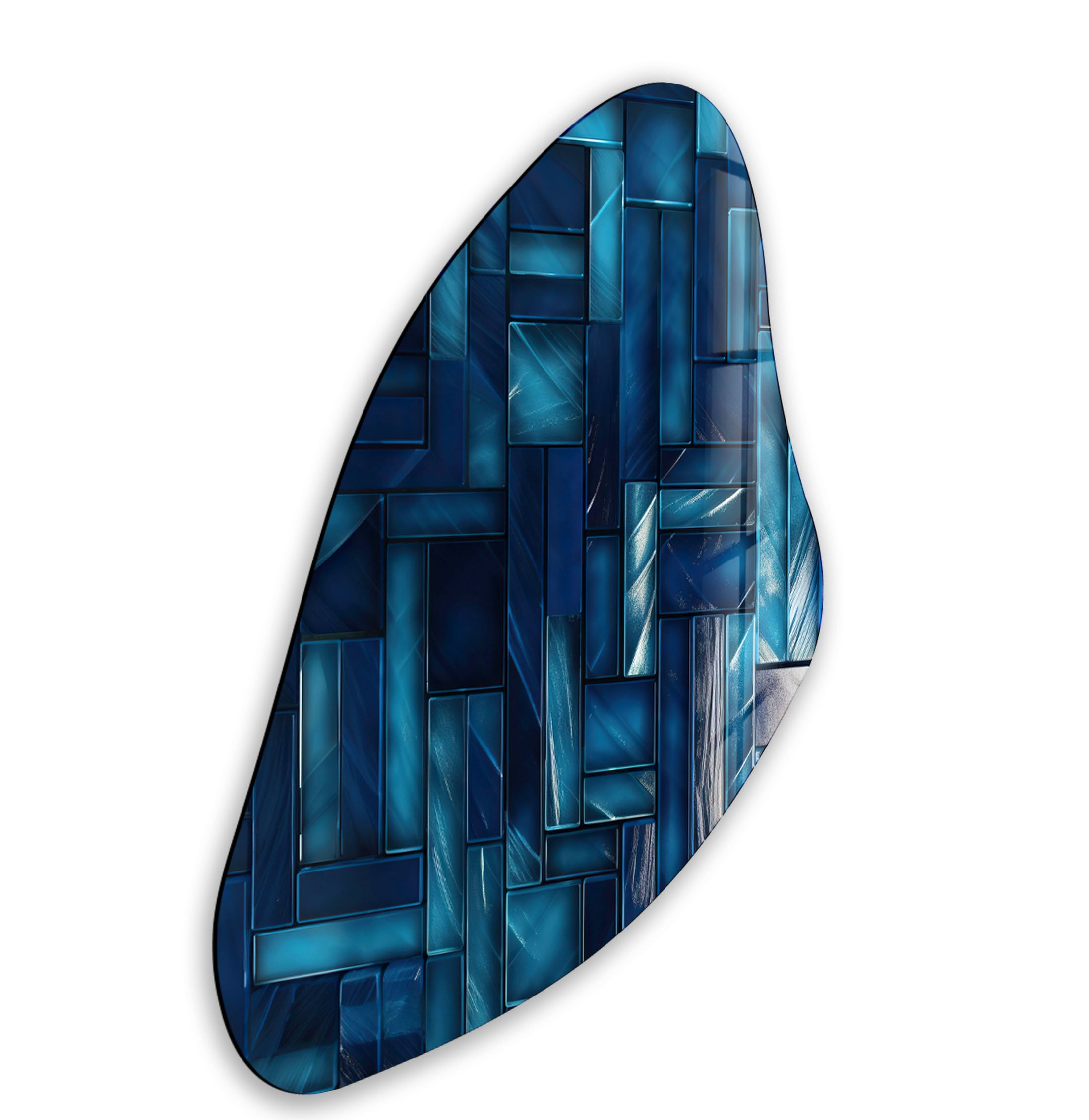 Blue Mosaic Tile Irregular Glass Wall Art - Handmade Decorative Mosaic for Kitchen Backsplash, Bathroom, and Living Room Decor