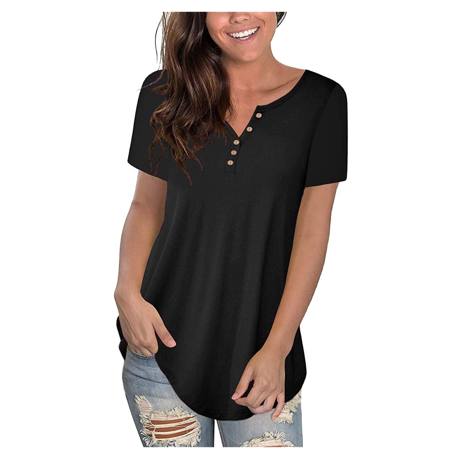 Women's Fashion Tank Tops - Short Sleeve Summer T-Shirts with Curved Hem | Casual & Dressy Tops for Everyday Wear, Beach Outings & Date Nights