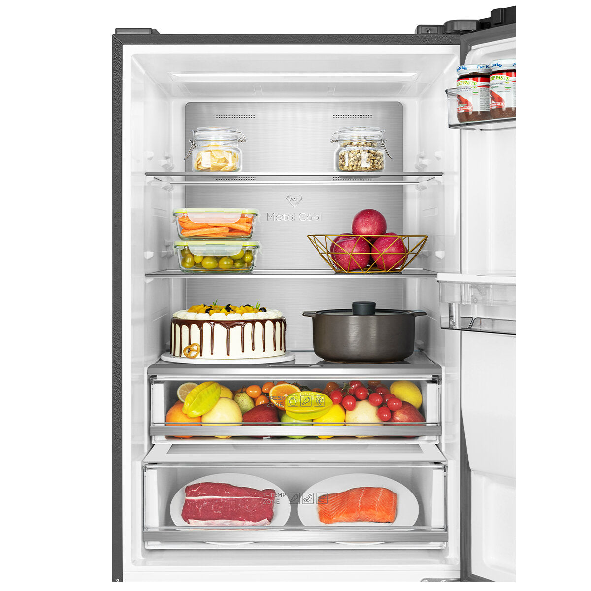 TCL 412L Bottom Mount Refrigerator - Matte Black (C440BFB) | Energy Efficient, Spacious Freezer & Fridge | Perfect for Kitchens, Apartments & Small Homes