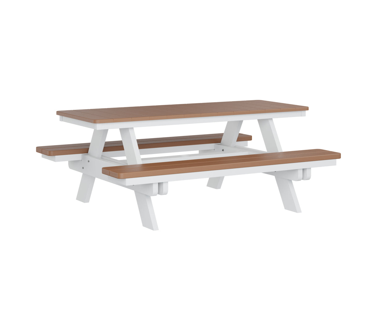 Berlin Gardens Rectangular Picnic Table - Outdoor Dining Set for Patio, Backyard, and Park - Heavy Duty Weather-Resistant Wooden Picnic Bench with Umbrella Hole
