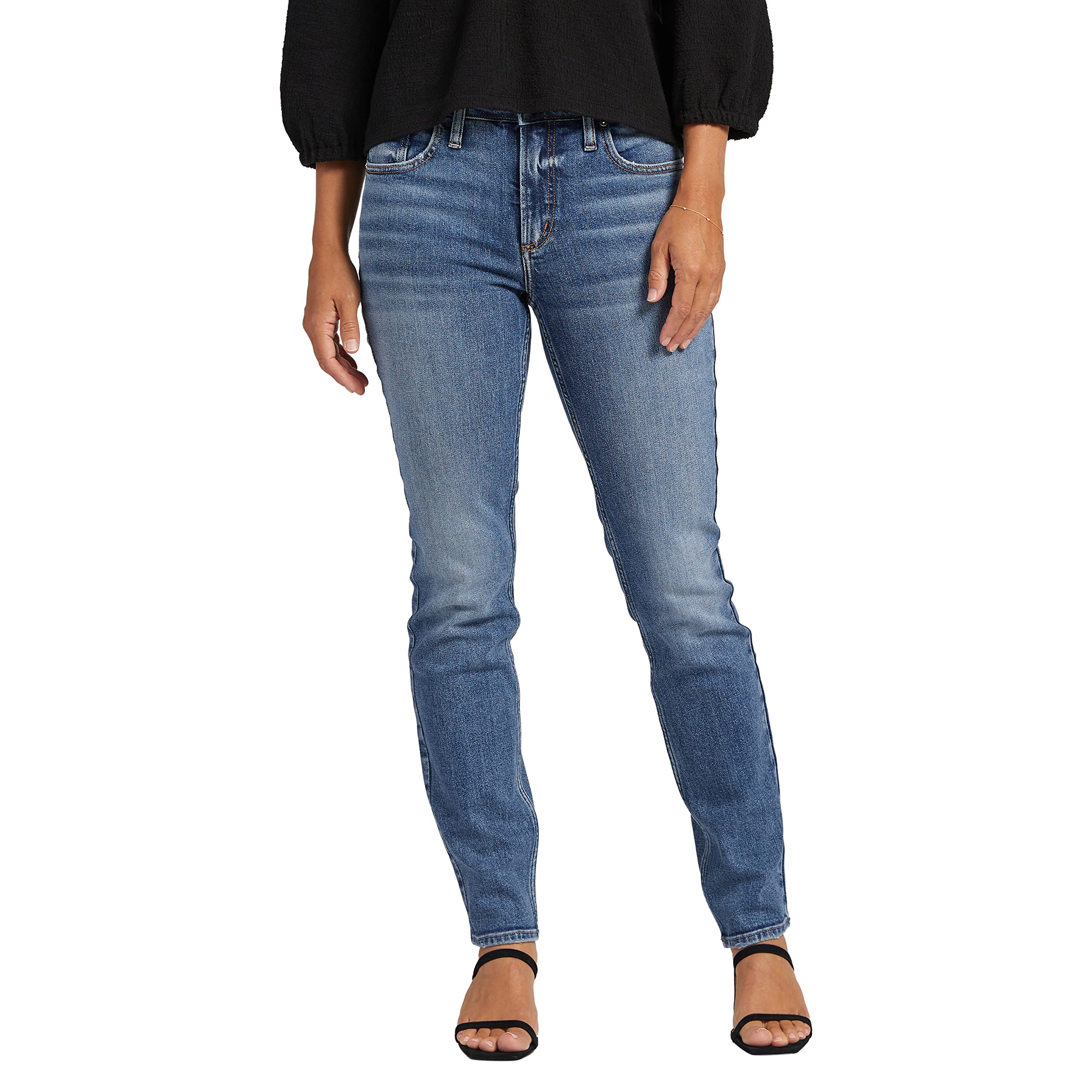 Silver Jeans Co. Women's Most Wanted Mid Rise Straight Leg Jeans - Legacy Wash | Comfortable & Stylish Denim Pants for Casual Wear, Work & Everyday Outfits
