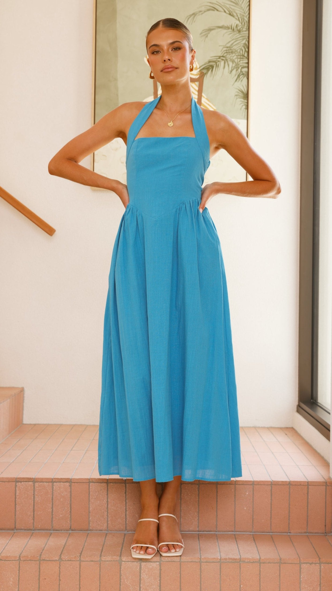 Caden Maxi Dress for Women - Elegant Cobalt Blue Long Flowy Summer Dress - Perfect for Beach, Vacation, and Casual Outings