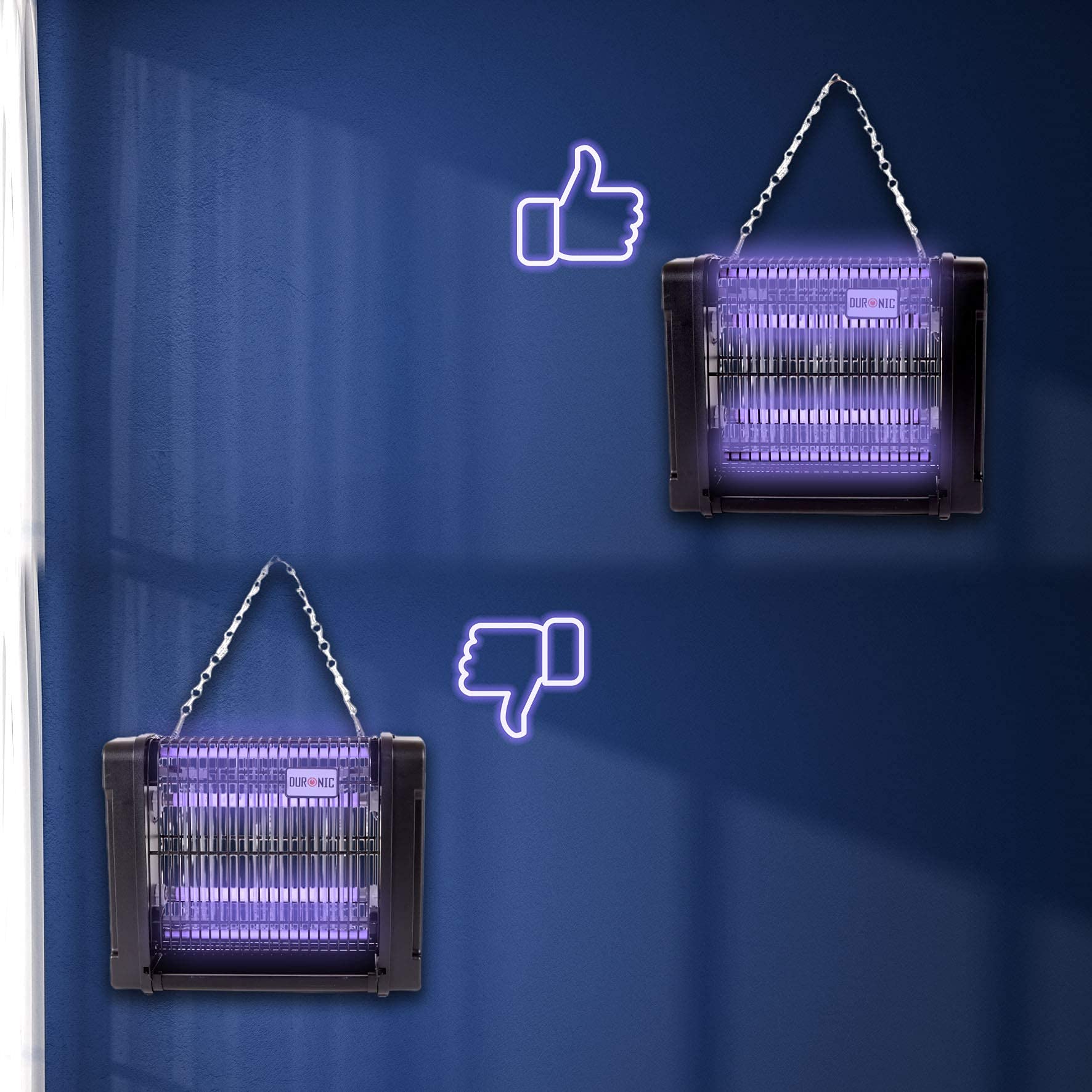 Duronic FK8412 UV Fly Killer - Electric Mosquito & Flying Insect Zapper with 12W UV Light, 2x 6W Bulbs - Compact Wall/Ceiling Mount Indoor Pest Control for Home, Kitchen, Bedroom, Patio
