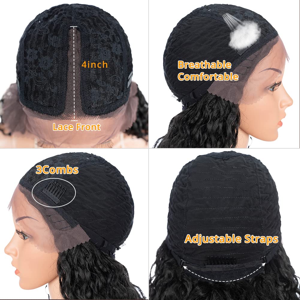 Style Icon Ombre Lace Front Wig - Short Curly Wavy Synthetic Hair with BIO & VEGETAL Fiber (13 Inches, BTHL427613) - Perfect for Daily Wear, Cosplay & Special Occasions
