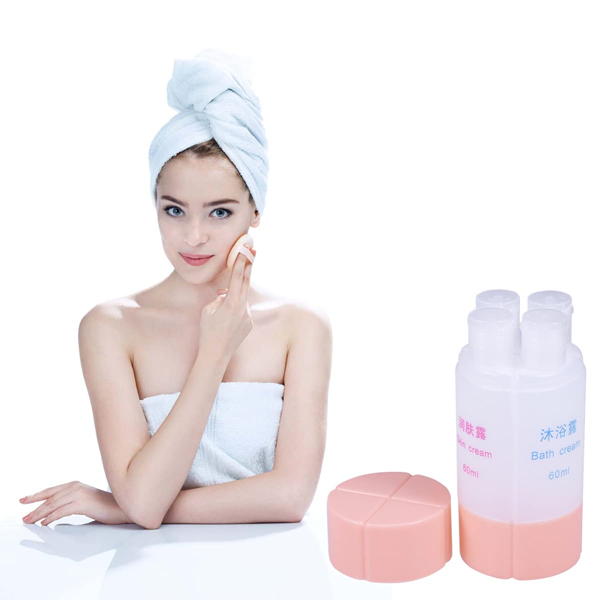 Uonlytech 4-in-1 Travel Bottle Set - 60ml Leak-Proof Silicone Containers for Shampoo, Lotion & Soap (Pink) | Perfect for Air Travel, Gym & Vacation Toiletries Organization
