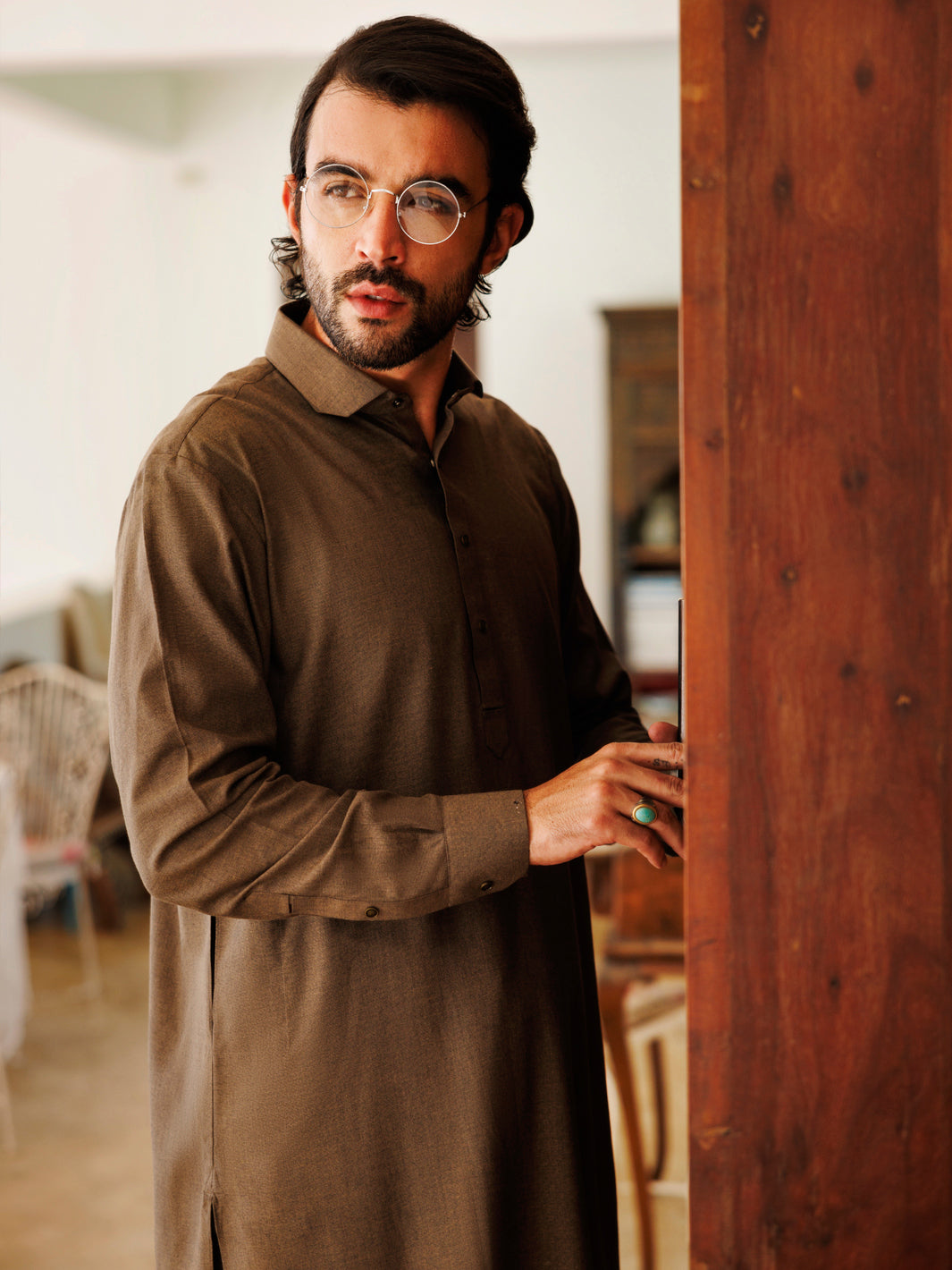 Stylish Blended Olive Green Shalwar Kameez by J. Junaid Jamshed - Perfect for Eid, Weddings & Special Occasions