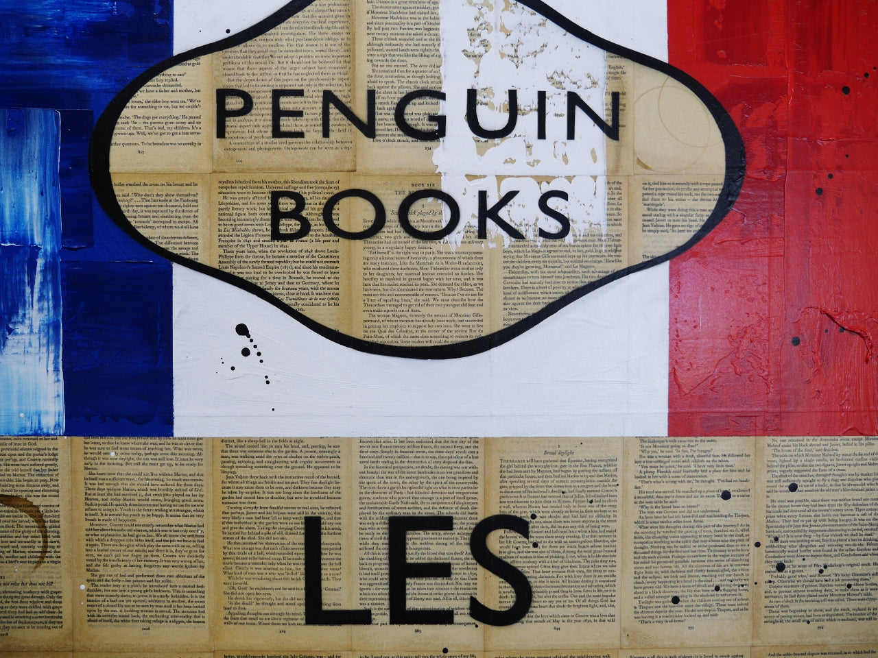 French Connection 140cm x 100cm Les Mis Urban Pop Book Club Painting - Modern Wall Art for Living Room, Bedroom & Office Decor