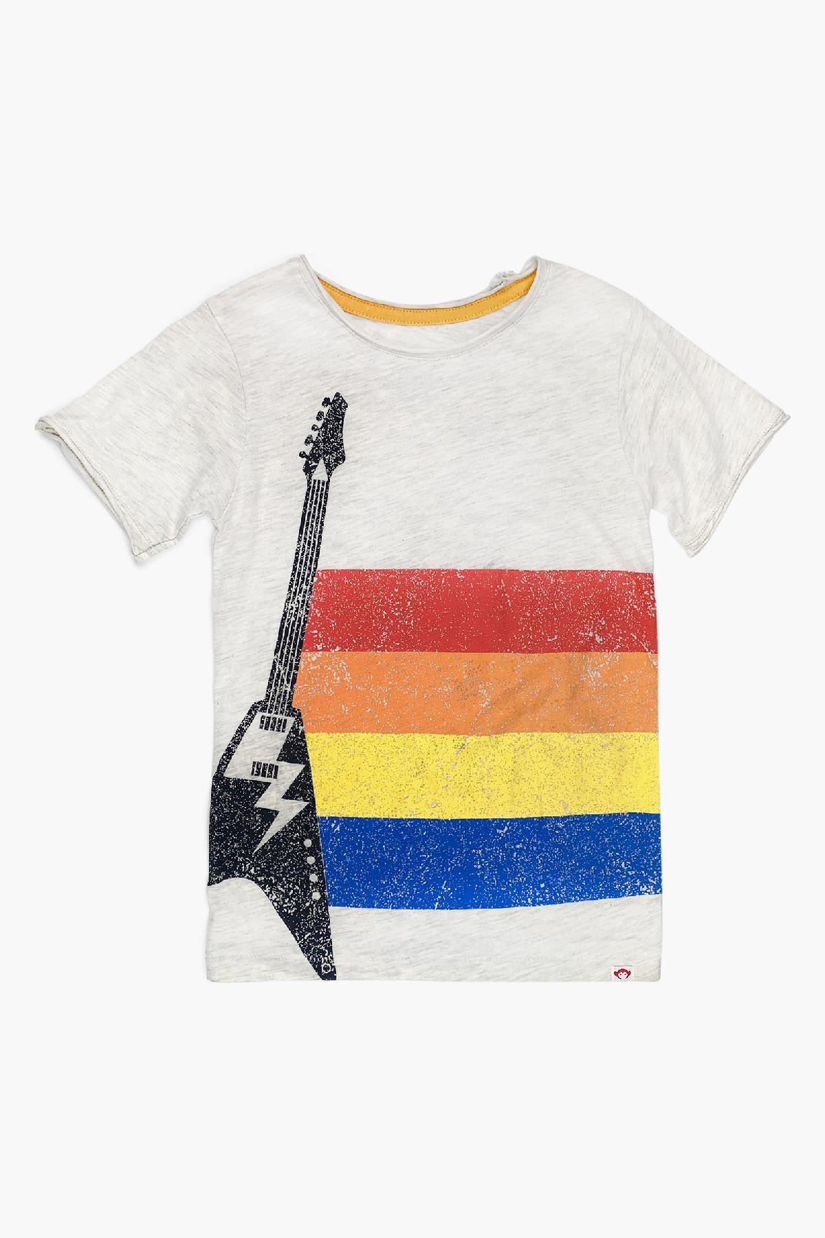 Appaman Boys' Guitar Stripes T-Shirt - Size 8 (Left) - Casual Cotton Tee for Kids, Playdates & Music Lovers
