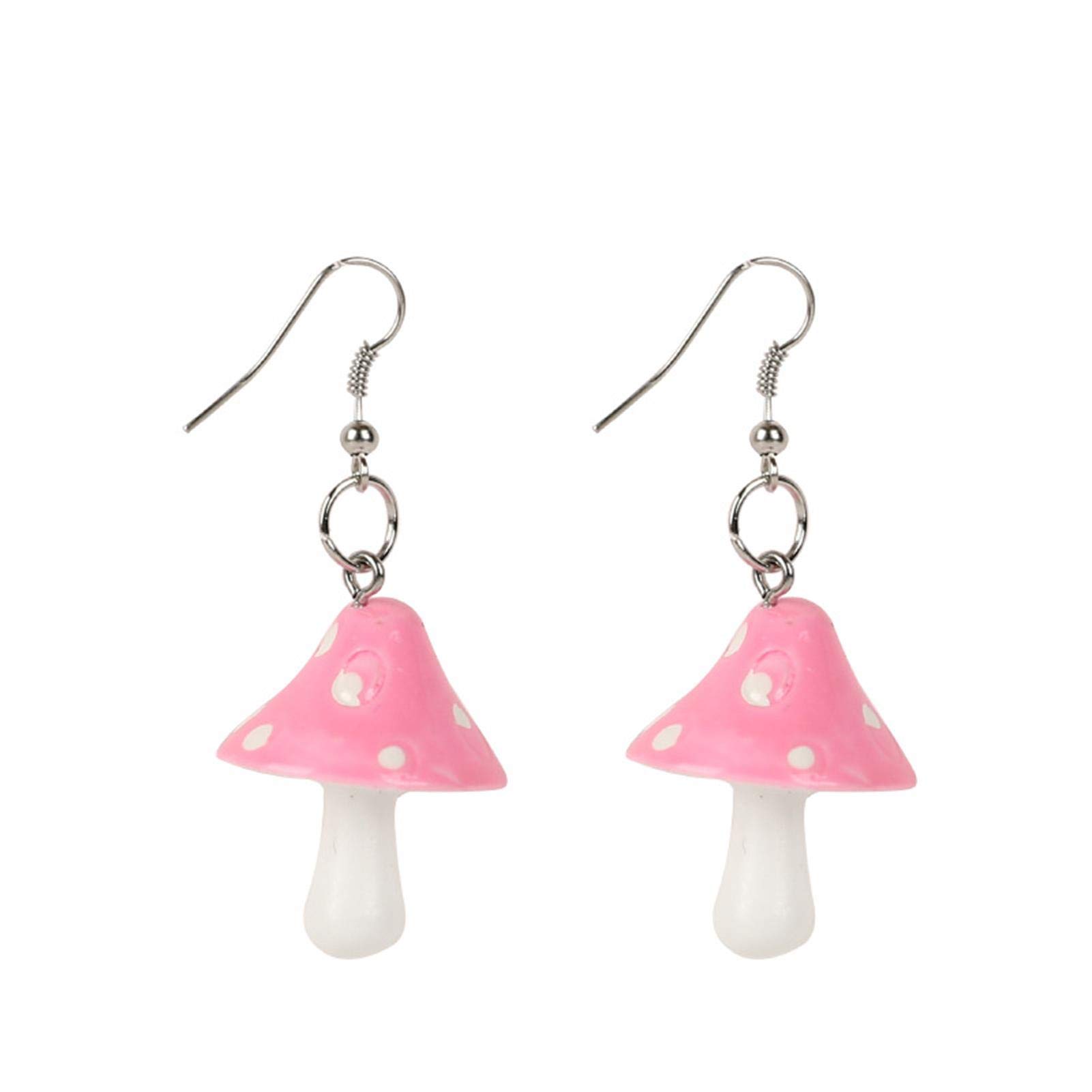 Handmade Colorful Mushroom Dangle Earrings - Sweet Chic Drop Earrings for Women, Fun Simulation Mushroom Jewelry | Perfect for Festival Outfits, Cosplay & Unique Gift Ideas