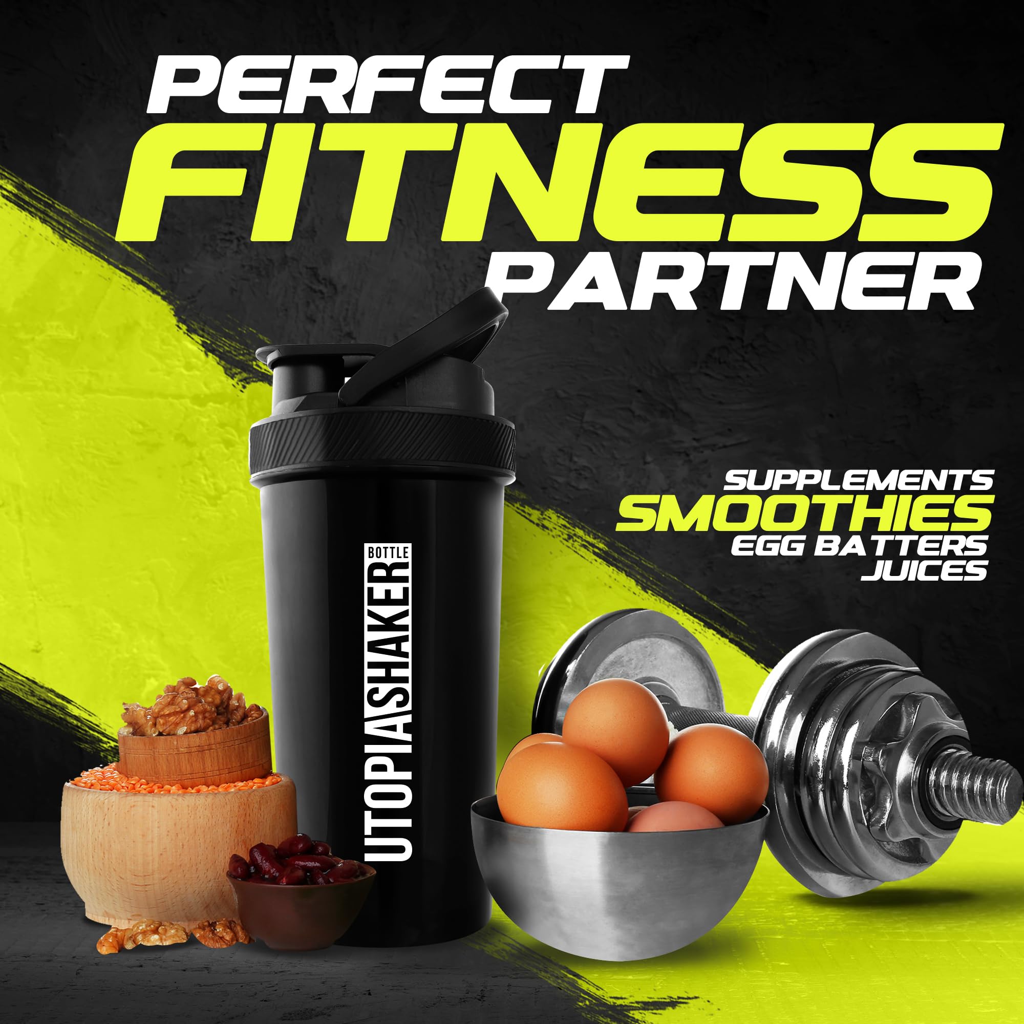 Utopia Home 28-Ounce Protein Shaker Bottle (Pack of 2) - BPA-Free Sports Mixer for Protein Powder, Pre-Workout & Smoothies - Leak-Proof Gym Bottle with Storage Lid (Black & Clear/Black) - Perfect for Workouts, Bodybuilding & Post-Exercise Recovery