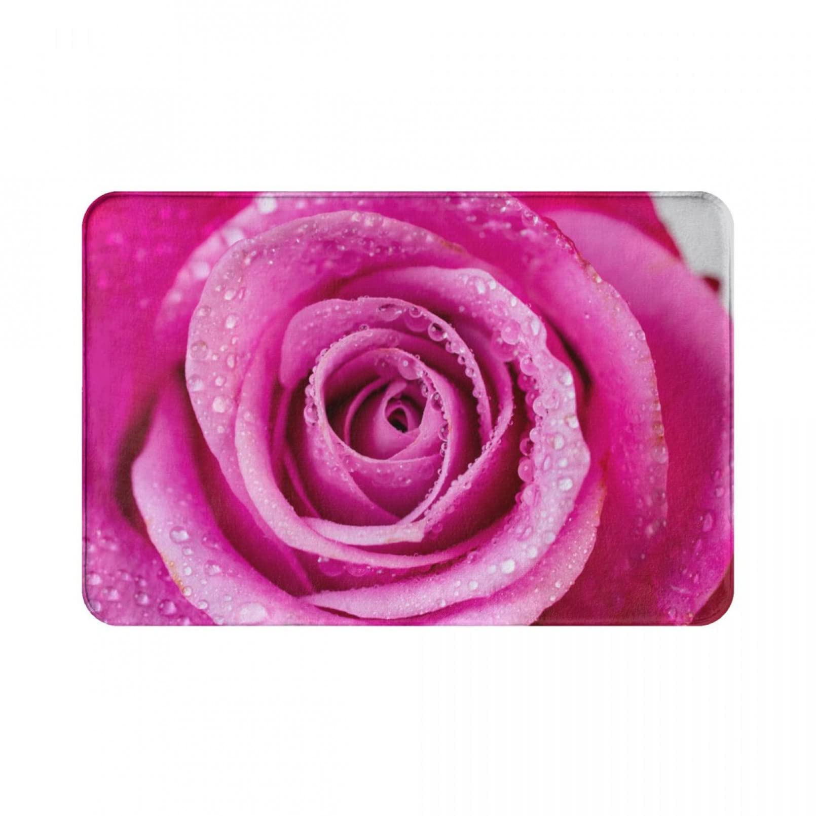 Valentine's Day Rose Floor Mat - Non-Slip Soft Rug for Living Room, Bathroom & Entryway - Washable Welcome Mat for Home Decor (16