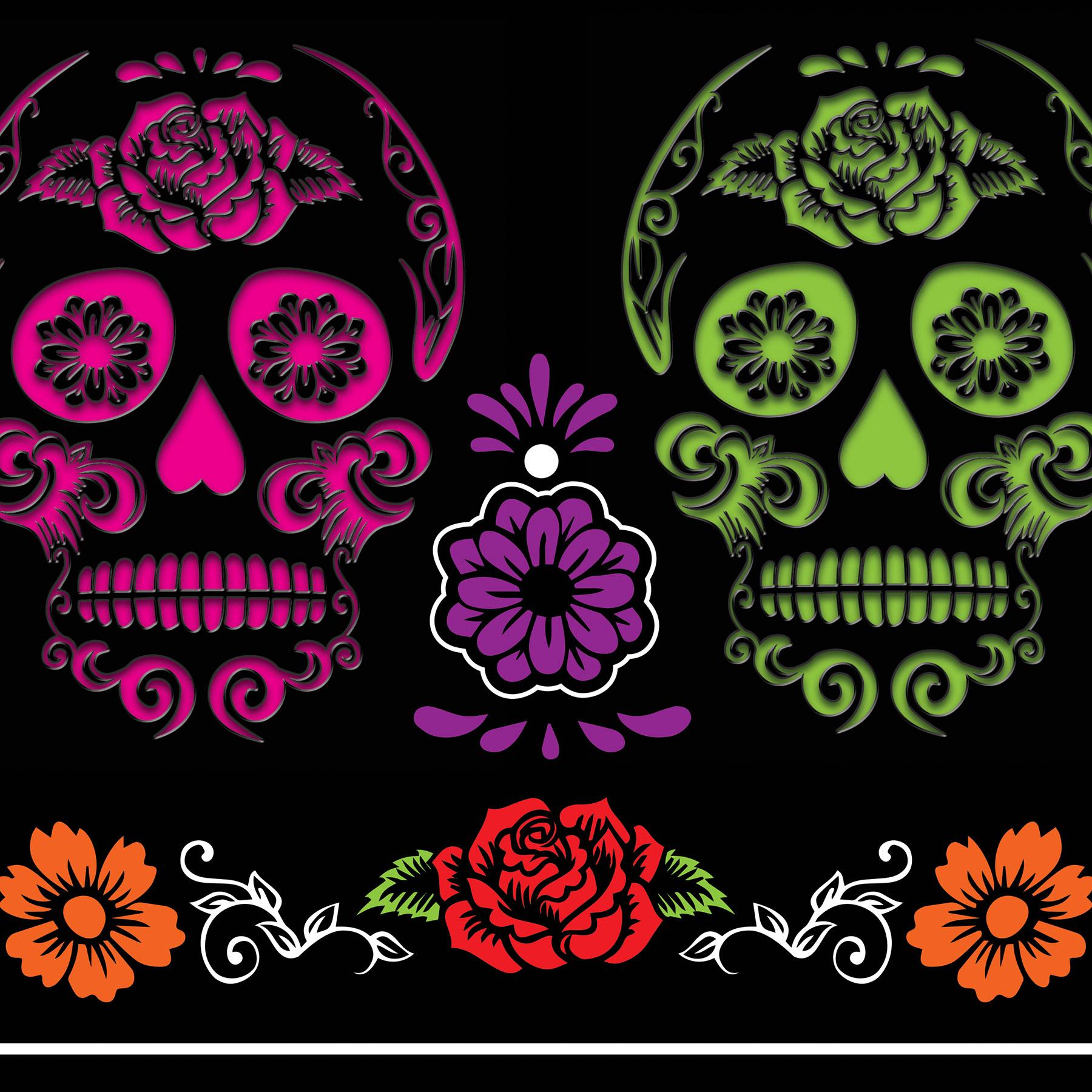 12 Pack Beistle Day of The Dead Table Covers - Colorful Mexican Fiesta Decorations for Halloween, Dia de Los Muertos Party & Home Celebration