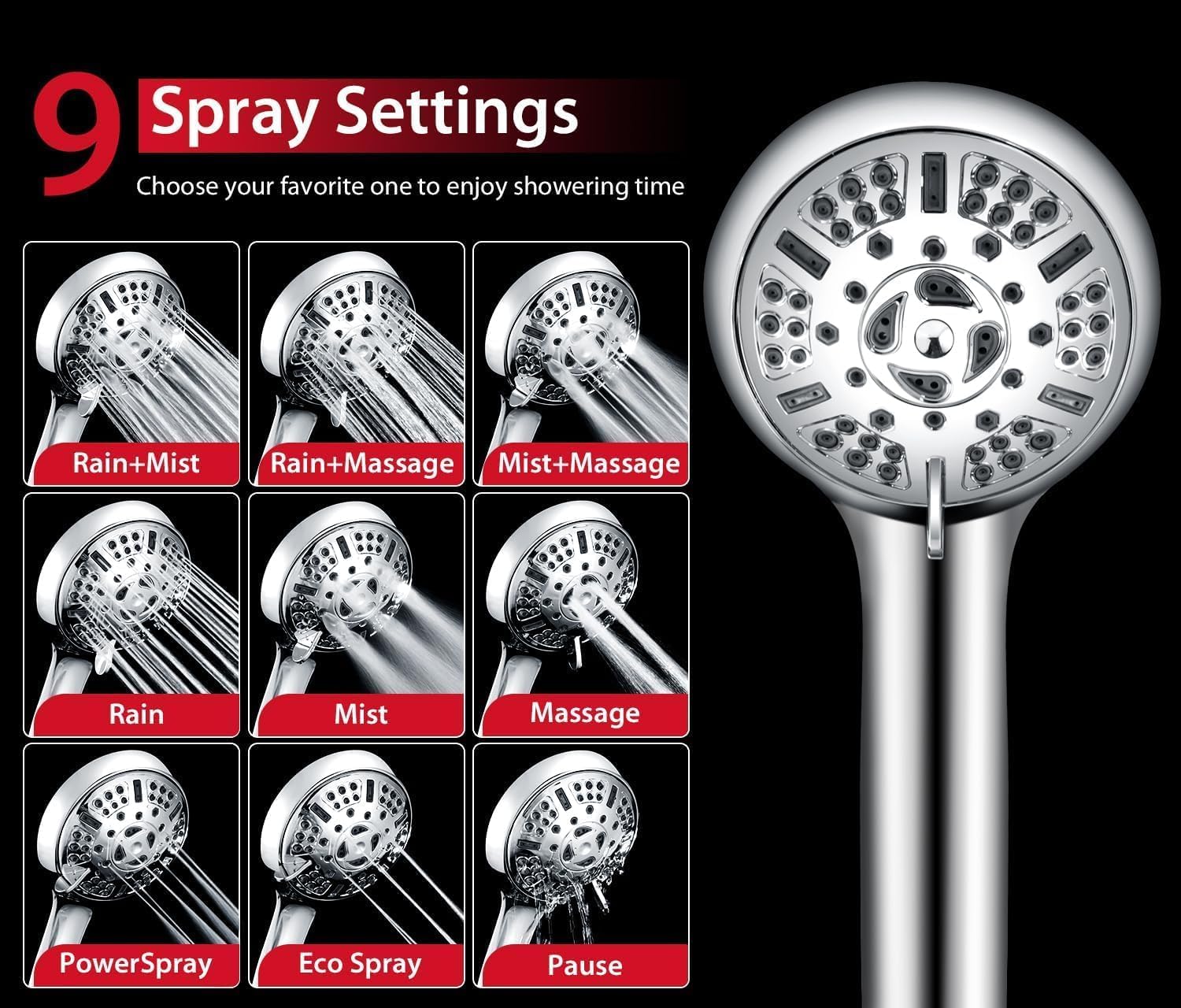 GRICH 2-in-1 Filtered Shower Head with Handheld Spray - 2.5GPM Rainfall Shower Combo with 60 Inch Hose - Perfect for Bathroom Renovation & Spa-Like Experience at Home