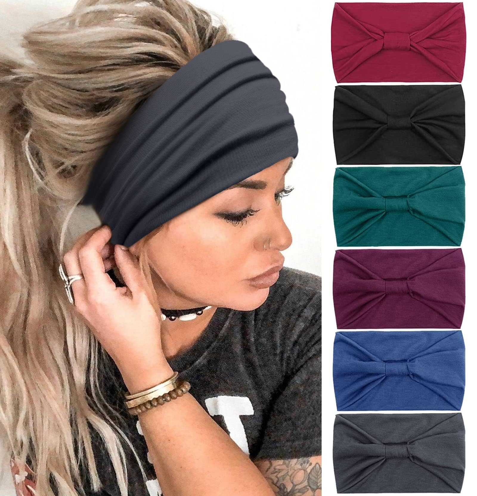 Tobeffect Women's African Boho Headbands - Wide Knotted Head Wraps & Turban Hair Accessories for Women | Perfect for Yoga, Workouts, and Everyday Fashion