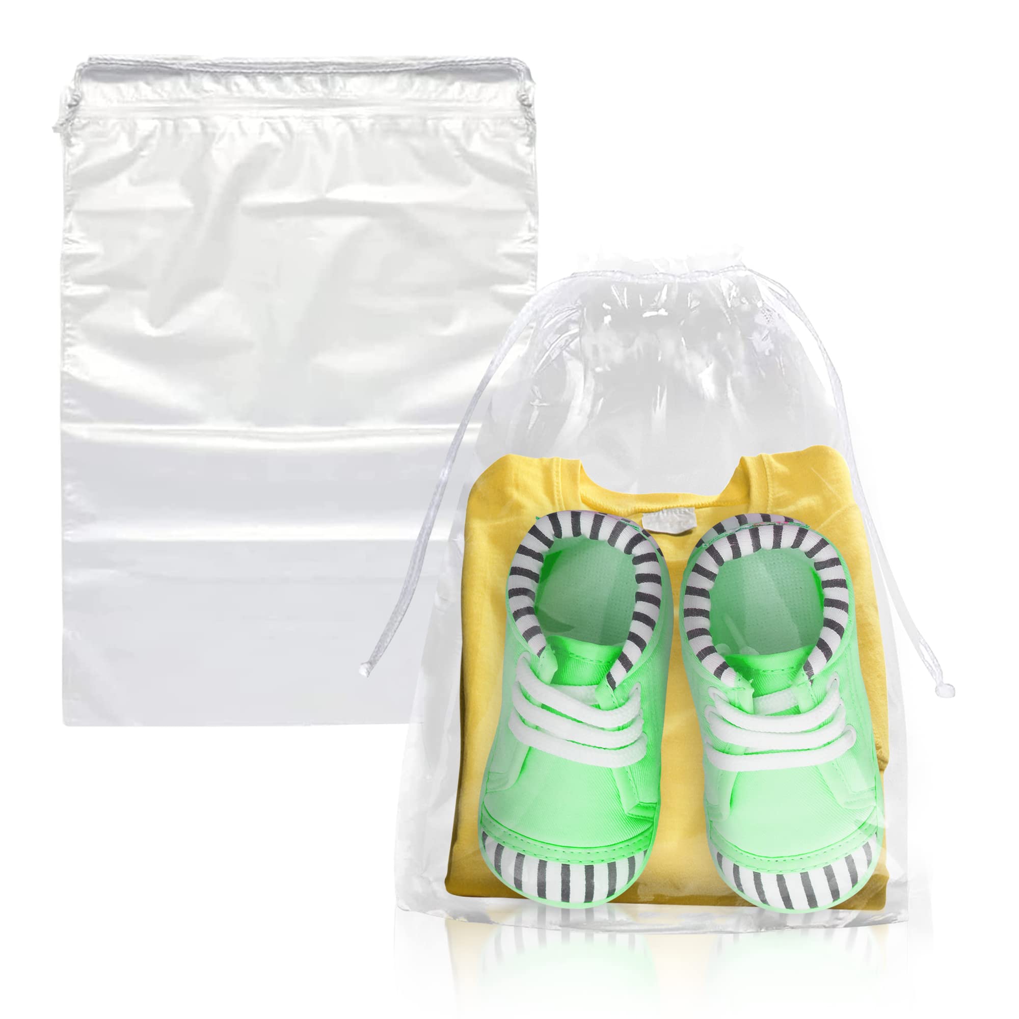 1000 Pack 6x10 Inches Clear Waterproof Drawstring Bags for Travel Essentials - Double Drawstring Closure, Organize Toiletries, Jewelry & Small Items - Perfect for Travel, Gym, Storage & Party Favors