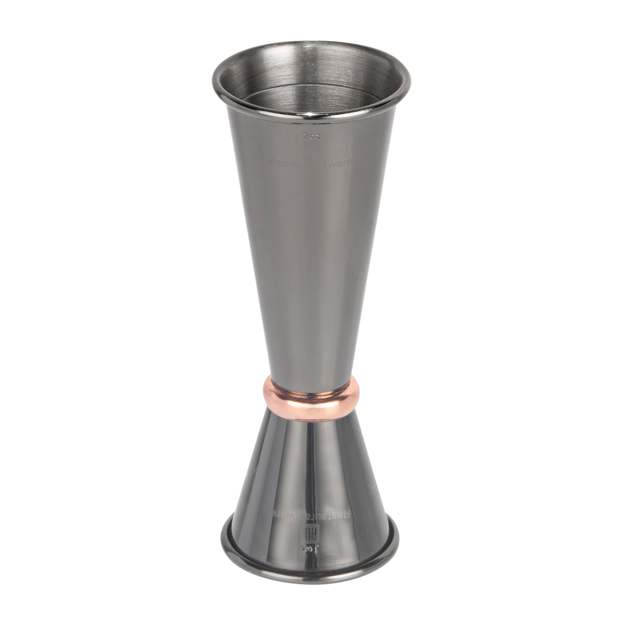 1 oz & 2 oz Black Stainless Steel Japanese Style Jigger with Copper Ring - Professional Cocktail Measuring Cup for Bartenders & Home Mixology - Perfect for Craft Cocktails, Bar Tools & Gift Sets