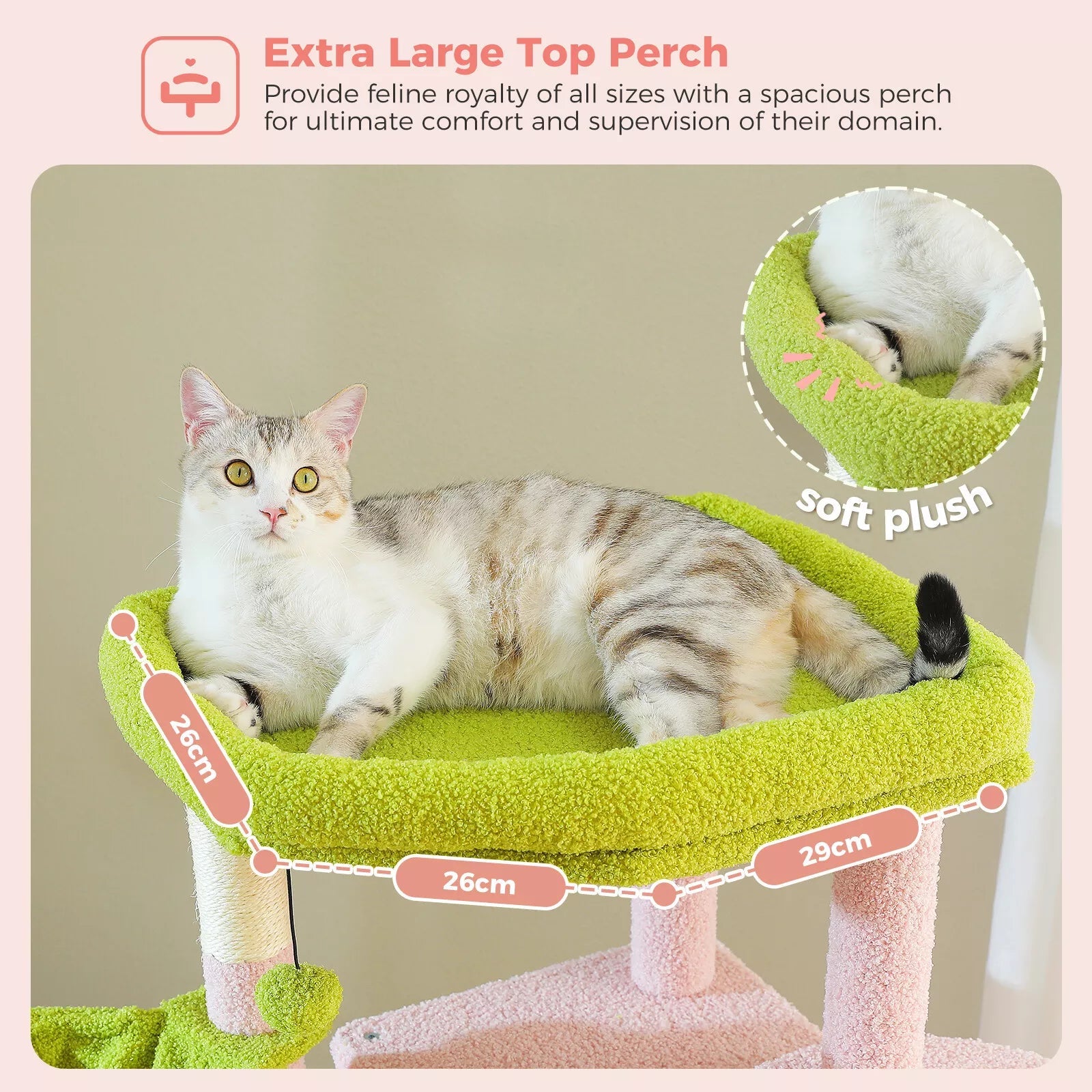 Large 181cm Cat Condo for Indoor/Outdoor Use - Pink & Green Pet Playhouse with Scratching Posts | Perfect for Gardens, Patios & Home Decor