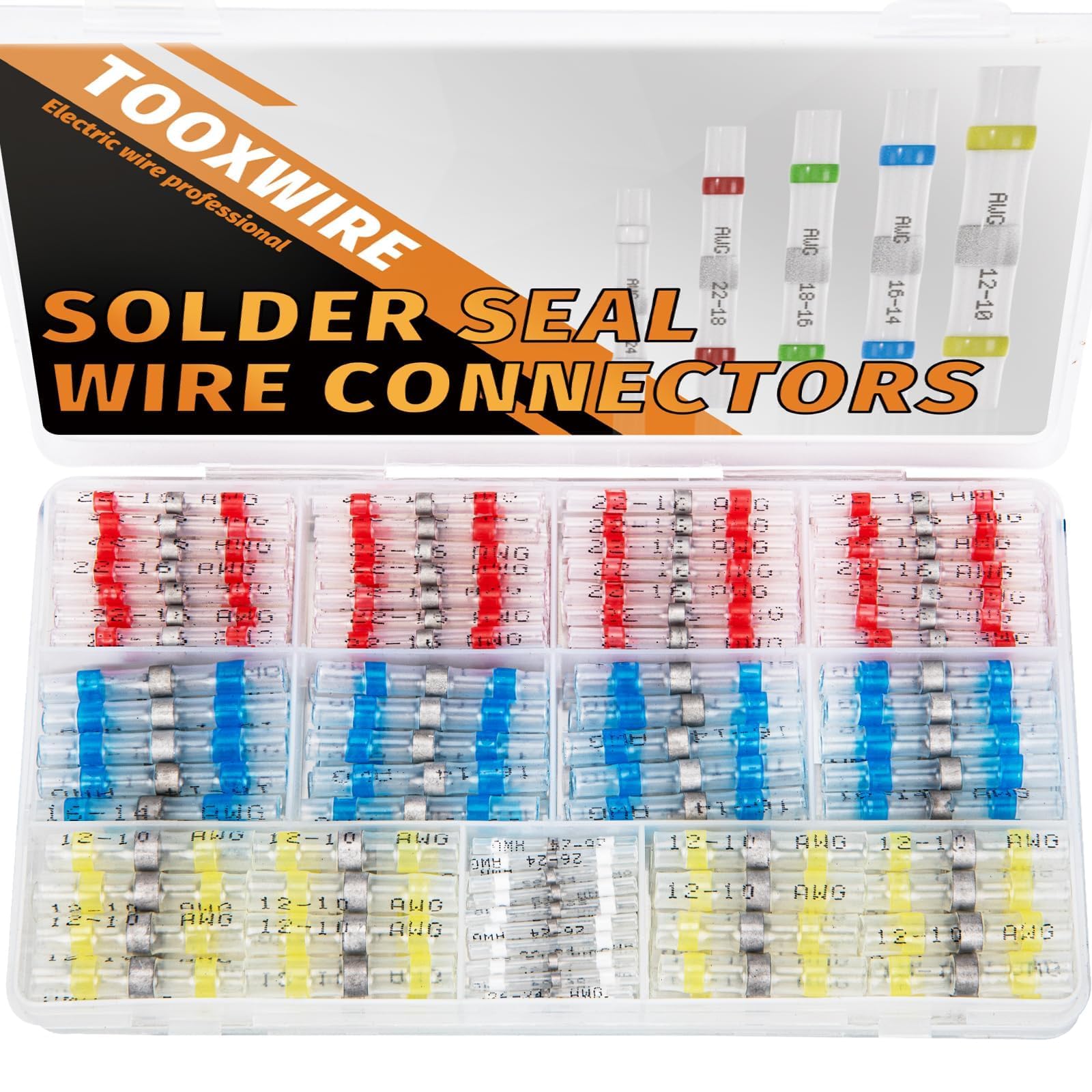 130PCS Solder Seal Wire Connectors - Heat Shrink Self Stick Solderless Electrical Connectors for Marine, Automotive, Boat, RV & Home Wiring Repairs | Waterproof & Insulated for Secure Connections