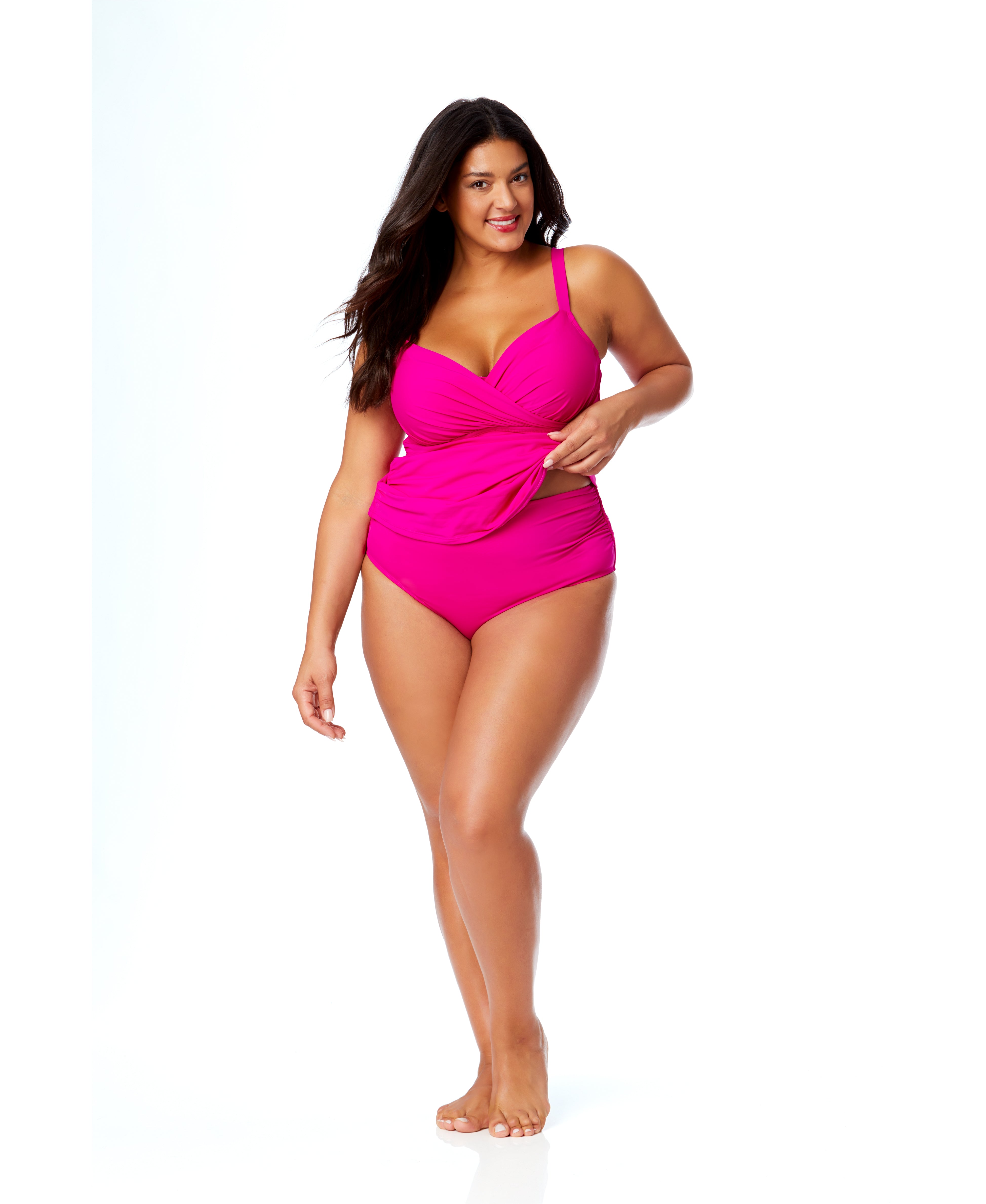Plus Size Women's Underwire Tankini Swim Top with Twist Front - Flattering Swimwear for Beach, Pool & Vacation