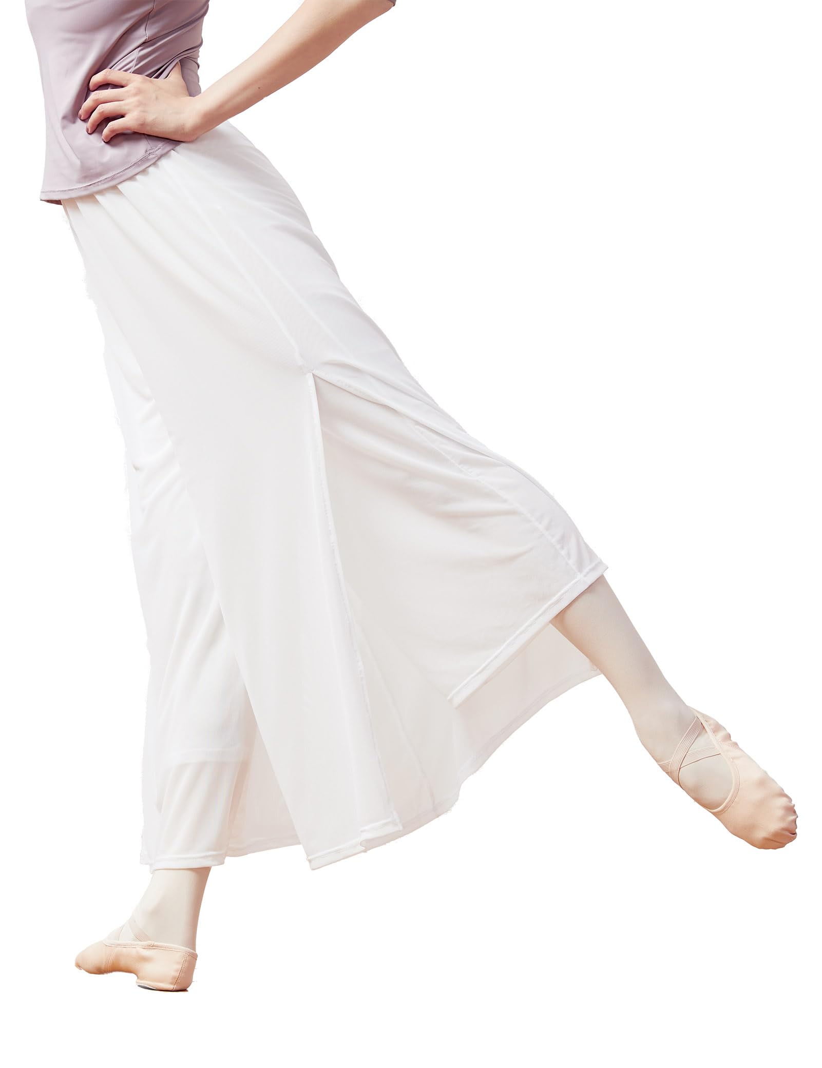 Women's Loose Fit 2-Layer Mesh Side Slit Dance Pants - Breathable Yoga Workout Pants for Dance, Fitness & Lounge Wear