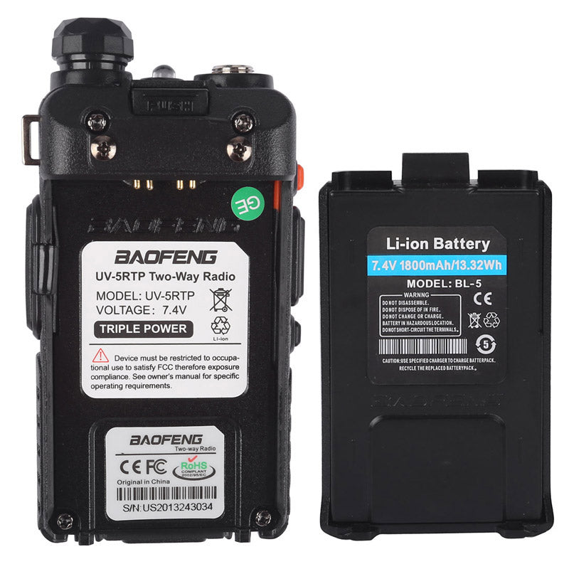 Baofeng UV-5RTP Dual Band Two-Way Radio | 8W/4W/1W Tri-Power | High Power Walkie Talkie with Speaker | for Outdoor Adventures, Construction Sites & Emergency Communication
