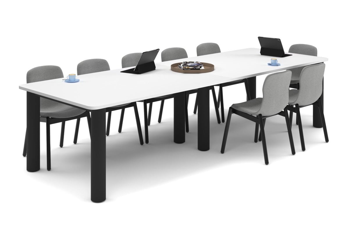 Modern Quadro Cylinder Leg Boardroom Rectangle Table with Rounded Corners - 3200L x 1100W - Perfect for Conference Rooms, Office Meetings & Executive Workspaces