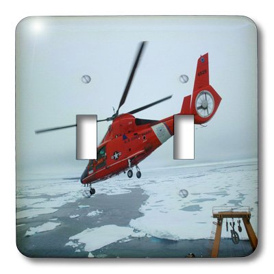 3D Printed Coast Guard Helicopter Over Arctic Ice Light Switch Cover - Decorative Wall Plate for Bedroom, Kitchen, Bathroom & Office