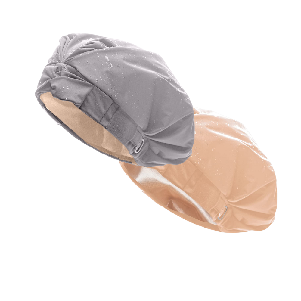 Hairbrella Satin Lined Shower Cap Set of 2 - Waterproof & Reusable for Bath, Swimming, Salon & Travel - Premium Hair Protection for Curly, Natural & Relaxed Hair