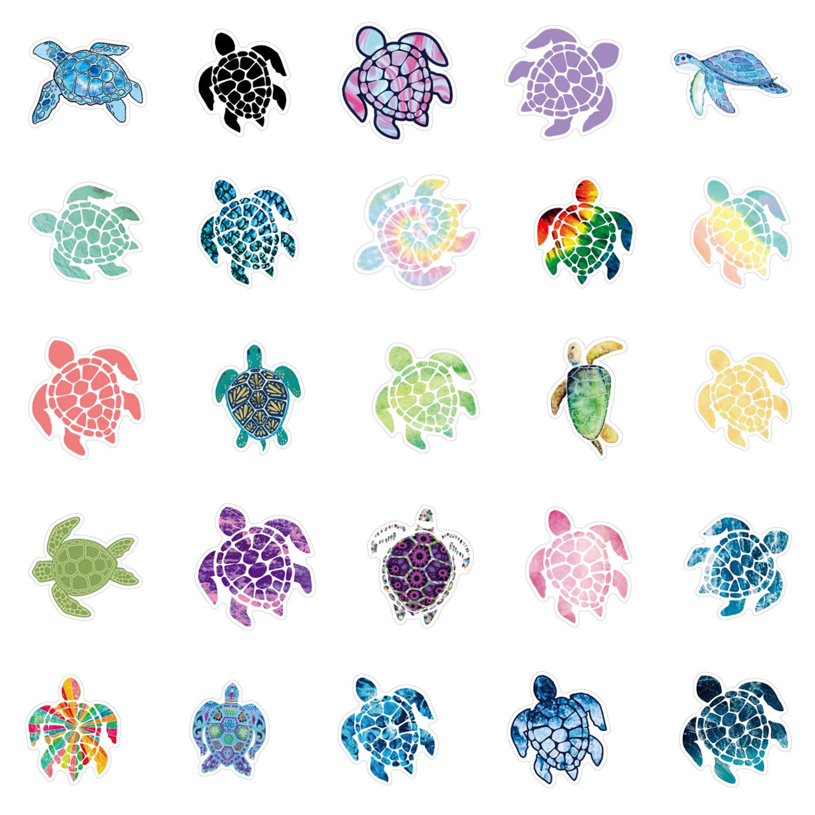 100pcs Waterproof Sea Turtle Stickers - Cute Colorful Vinyl Decals for Water Bottles, Laptop, Phone, Scrapbook, Car, Luggage, Guitar & Skateboard - Perfect for Summer Beach Theme, Ocean Lovers & DIY Crafts