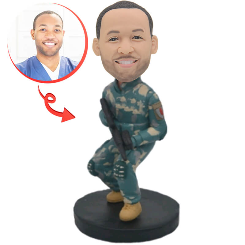 Custom U.S. Army Soldier Bobblehead - Personalized Military Collectible Gift for Veterans, Army Enthusiasts & Home Decor