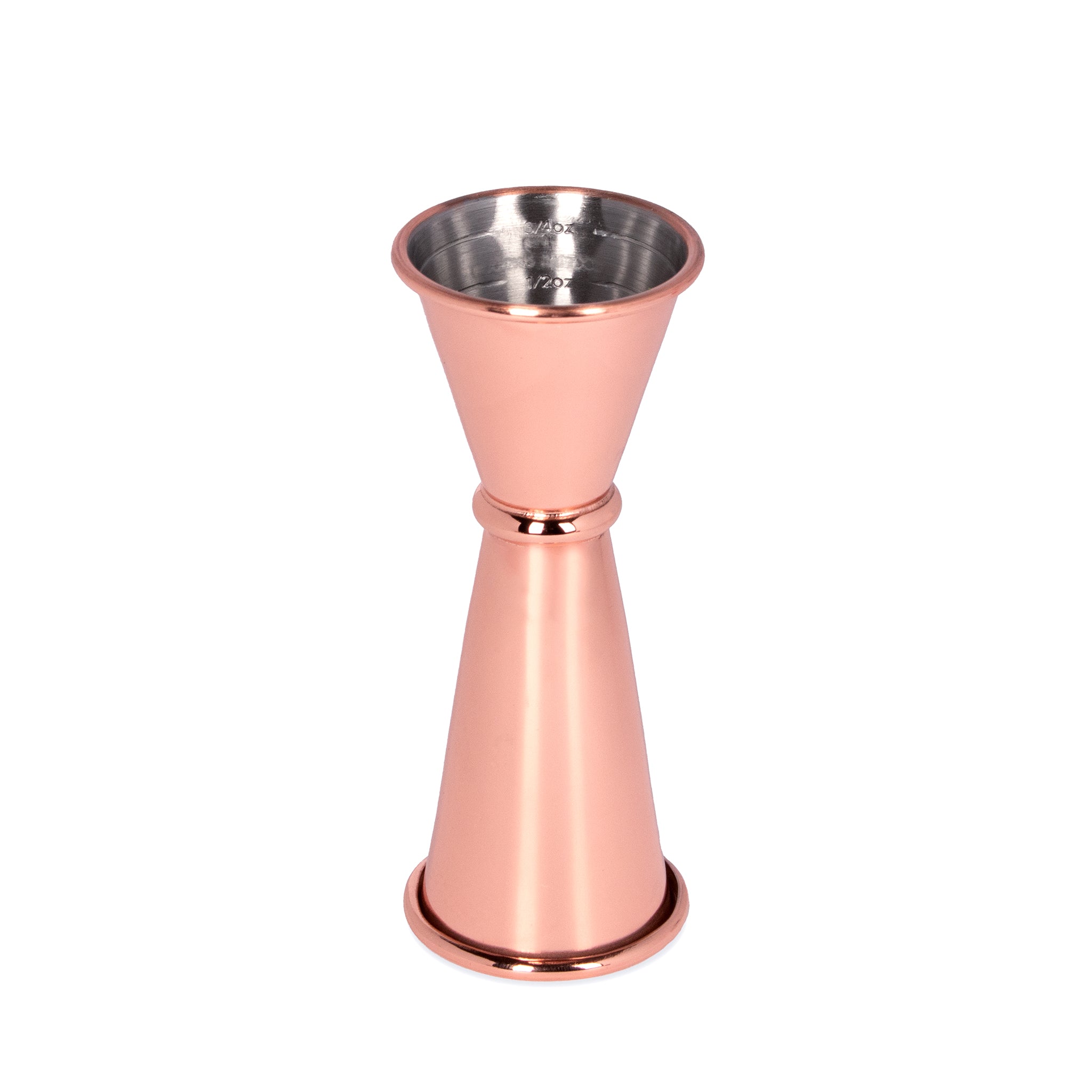 Premium Japanese Style Copper Plated Jigger - 1oz & 1.5oz Double-Sided Measuring Cup for Cocktails, Bartending, and Home Mixology