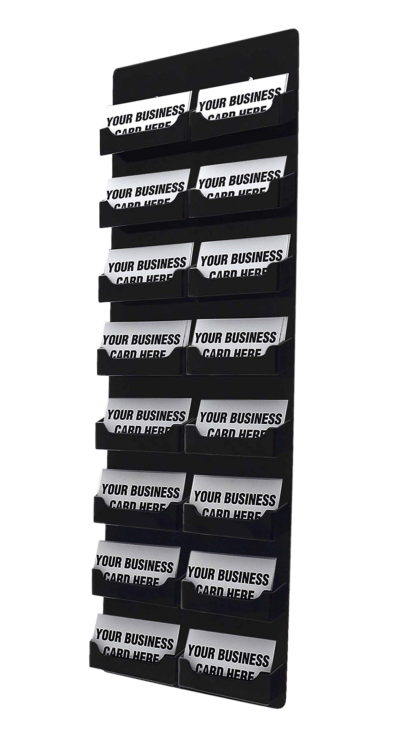 4 Pack Black Acrylic Hanging Business Card Holders - Multi Pocket Display Rack with Hardware for 3.5