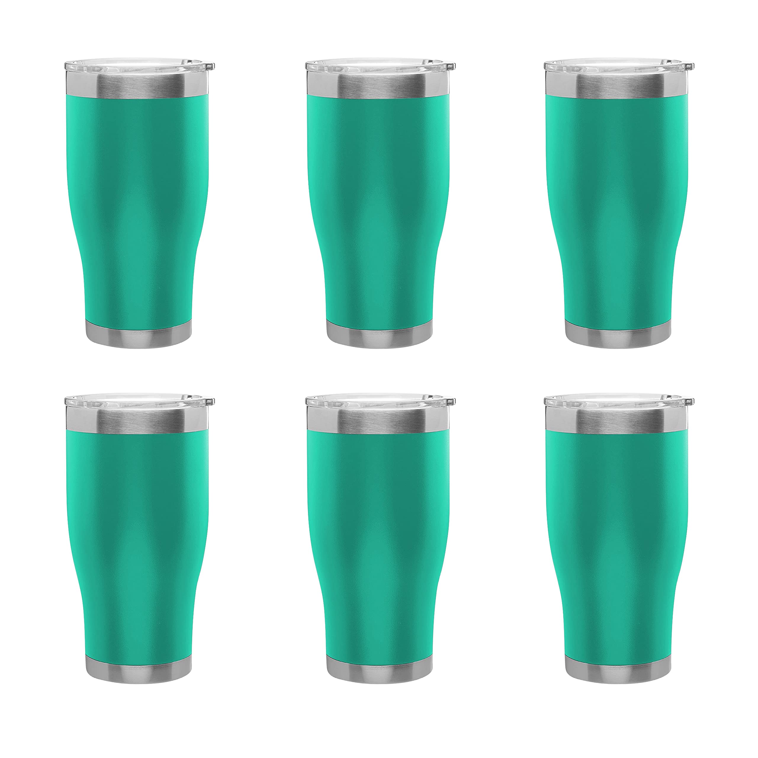 Premium 28 oz Stainless Steel Tumblers Set of 6 - Insulated Hot & Cold Travel Mugs for Coffee, Smoothies, Soda - Bulk Pack for Restaurants, Office, Gym & Outdoor Activities - Mint Green