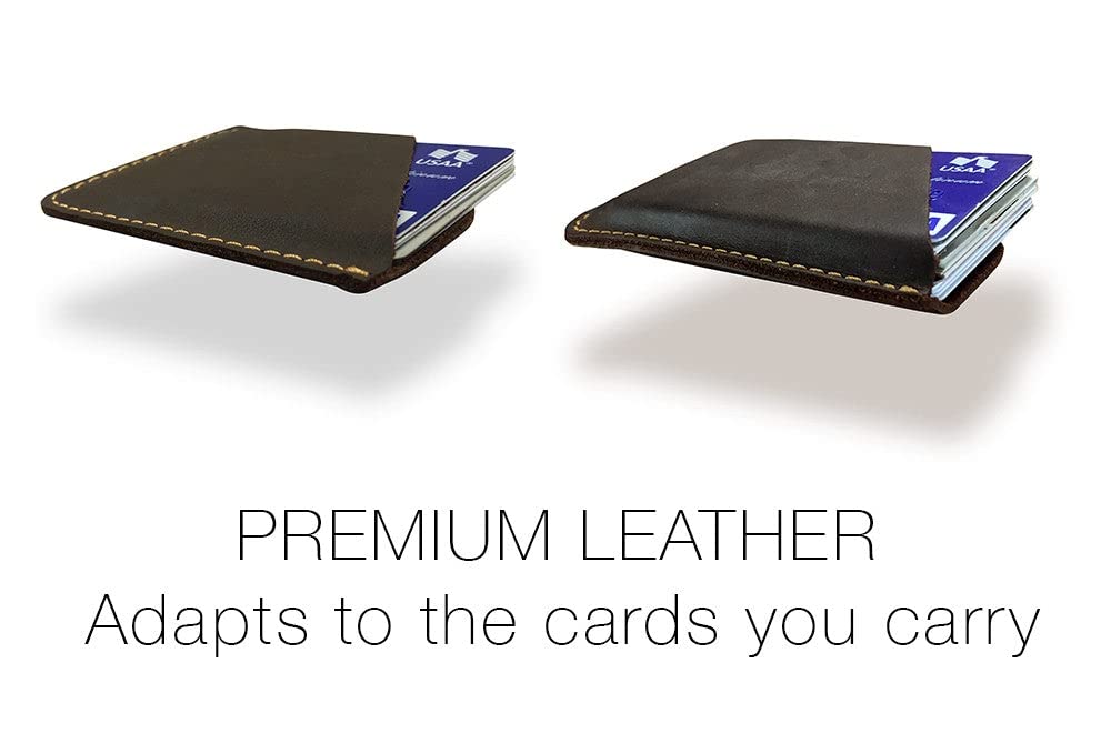 Slim Leather Minimalist Card Holder for Men & Women - RFID Blocking Thin Credit Card & Business Card Wallet - Front Pocket Wallet - Magnum (Brown) - Perfect for Travel, Everyday Carry & Minimalist Lifestyle