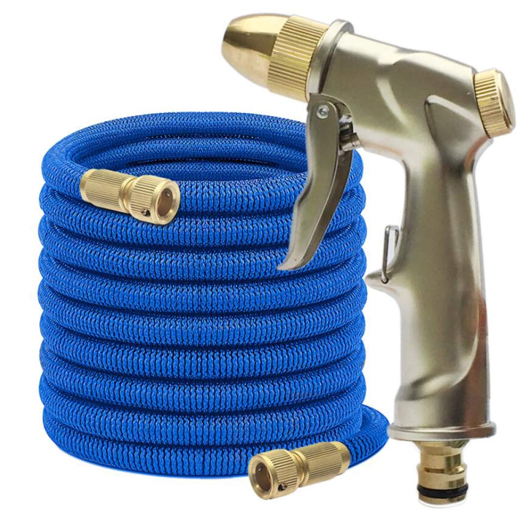 DPPAN 75FT Expandable Garden Hose - Flexible & Lightweight Water Hose with 1/2inch & 3/4inch Solid Brass Fittings, No-Kink Design for Easy Gardening, Lawn Watering, Car Washing and Outdoor Cleaning (Black)