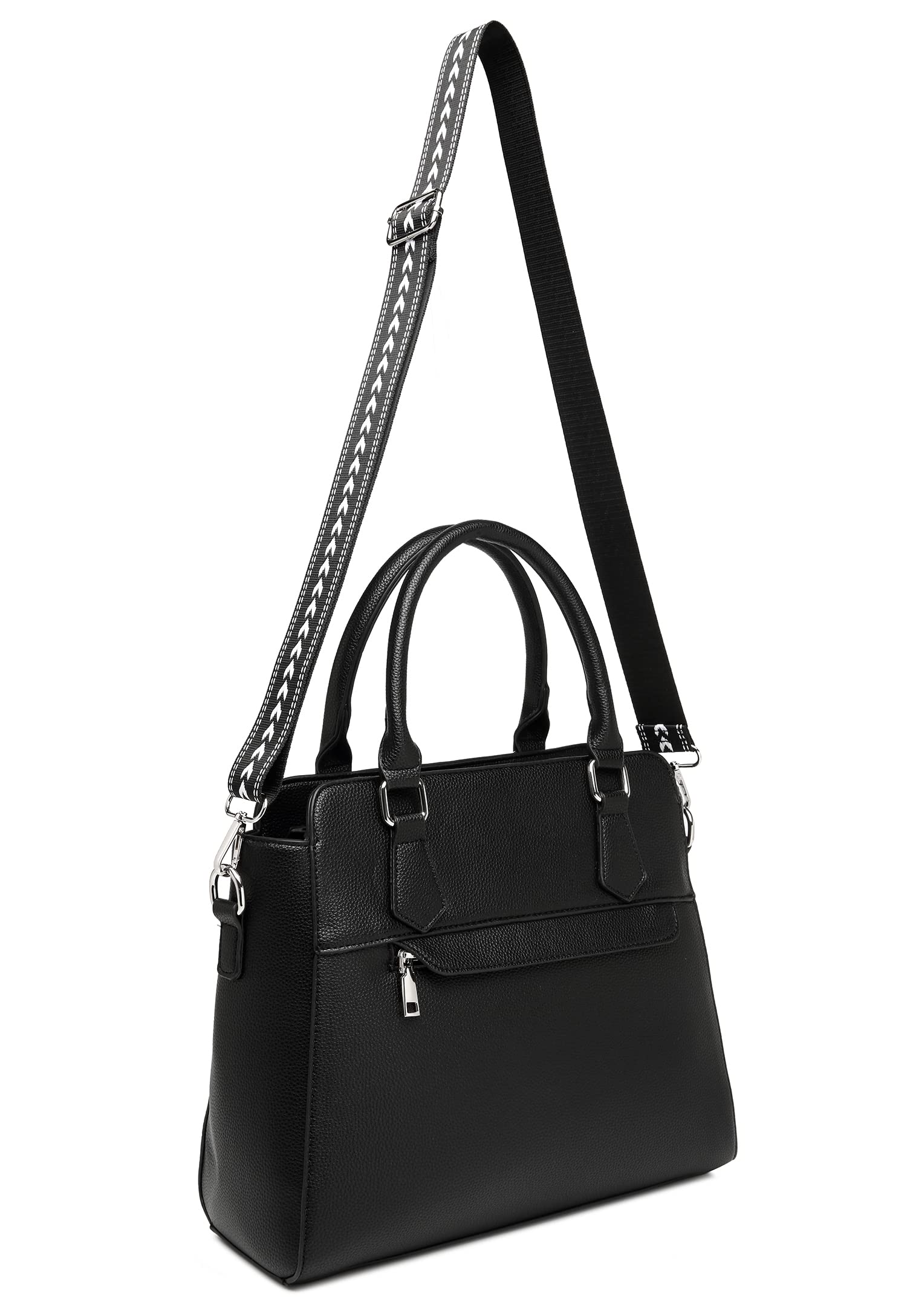 Stylish Large Tote Bag for Women - Trendy Designer Crossbody Purse & Shoulder Bag - Hobo Handbag in Black & White - Perfect for Work, Travel & Everyday Use