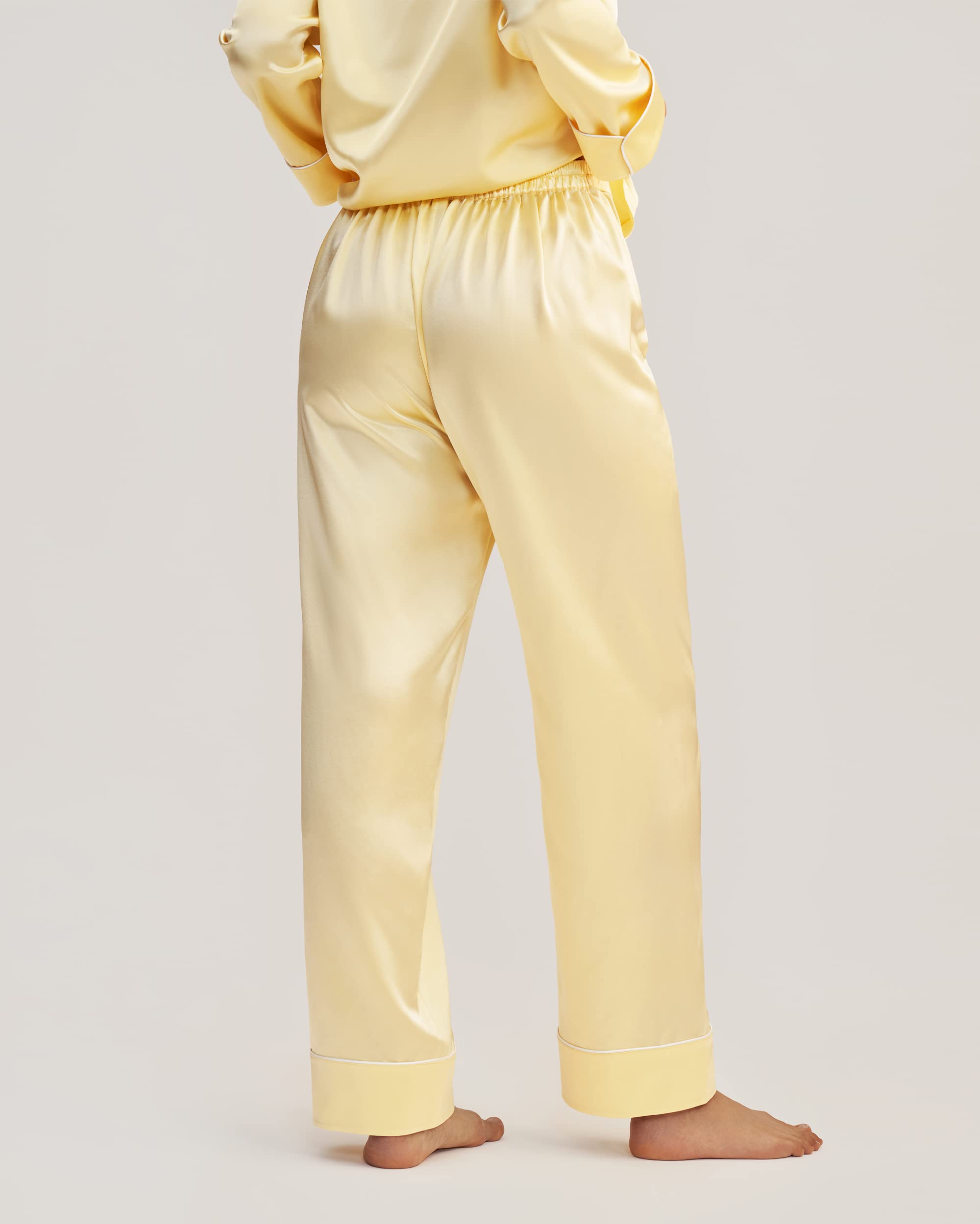 Luxury 22 Momme Natural Golden Cocoon Silk Pajama Set for Women - Soft 2-Piece Sleepwear for Comfortable Nights & Relaxing Evenings - Perfect Gift for Mother's Day & Anniversary