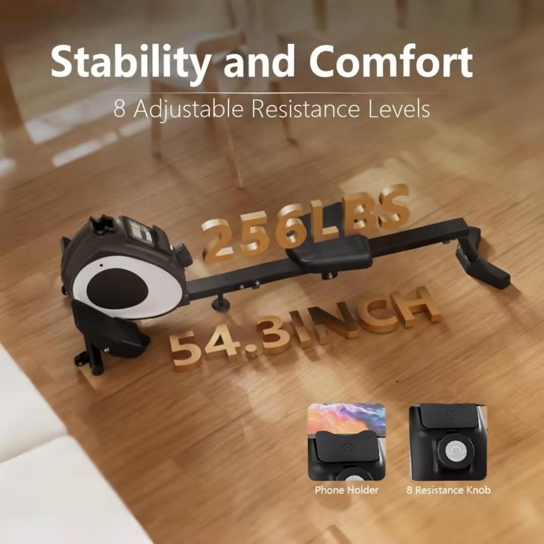 Premium Magnetic Rowing Machine for Home - Quiet Foldable Rower with Adjustable Resistance for Full-Body Workout | Burn Fat & Build Muscle | Perfect for Home Gym, Cardio Training & Small Spaces