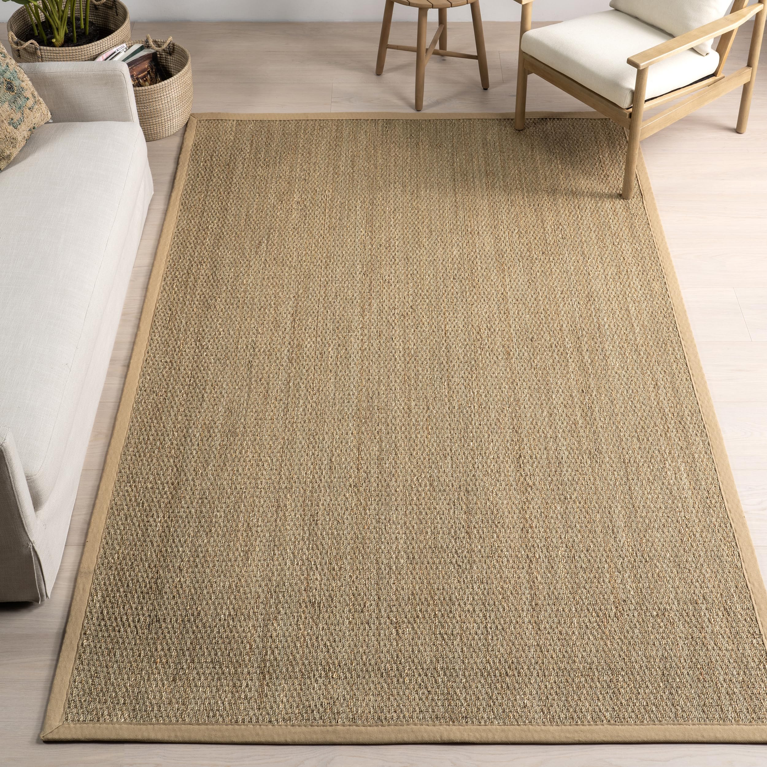 nuLOOM Elijah Farmhouse Seagrass Area Rug 6' x 9' Beige - Natural Woven Jute Rug for Living Room, Bedroom & Dining Room Decor