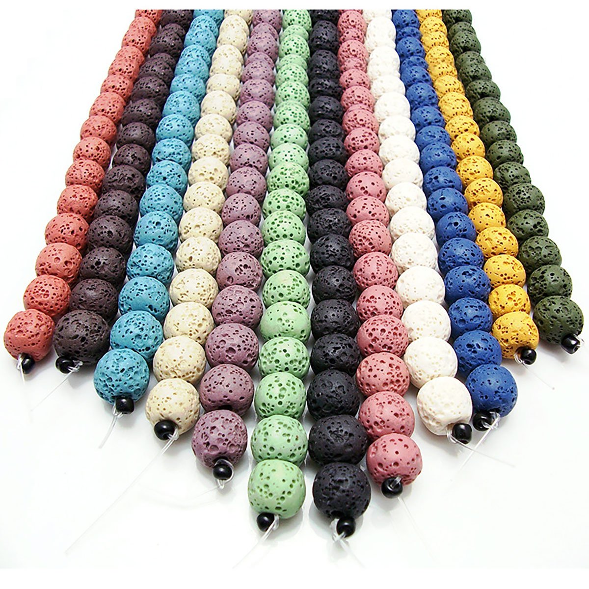 Smooth Colored Lava Stone Beads 8mm - Natural Volcanic Gemstone for DIY Jewelry Making, Necklace & Bracelet Crafting (Light Blue) - Perfect for Boho, Hippie & Handmade Jewelry Designs